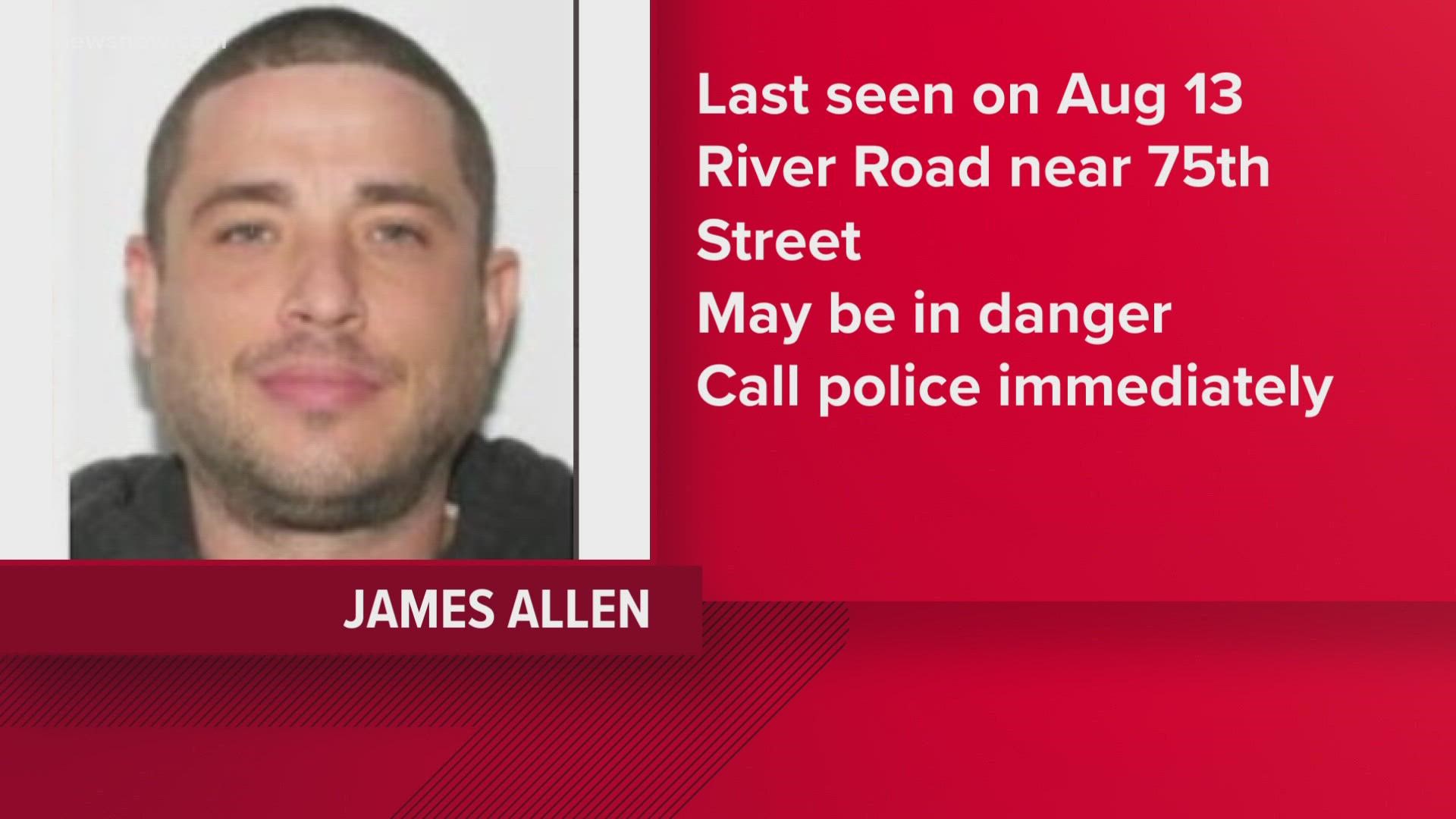 James Allen, 41, was last seen near the James River Bridge. If you've seen him, please call the Newport News Police Department at 757-247-2500.