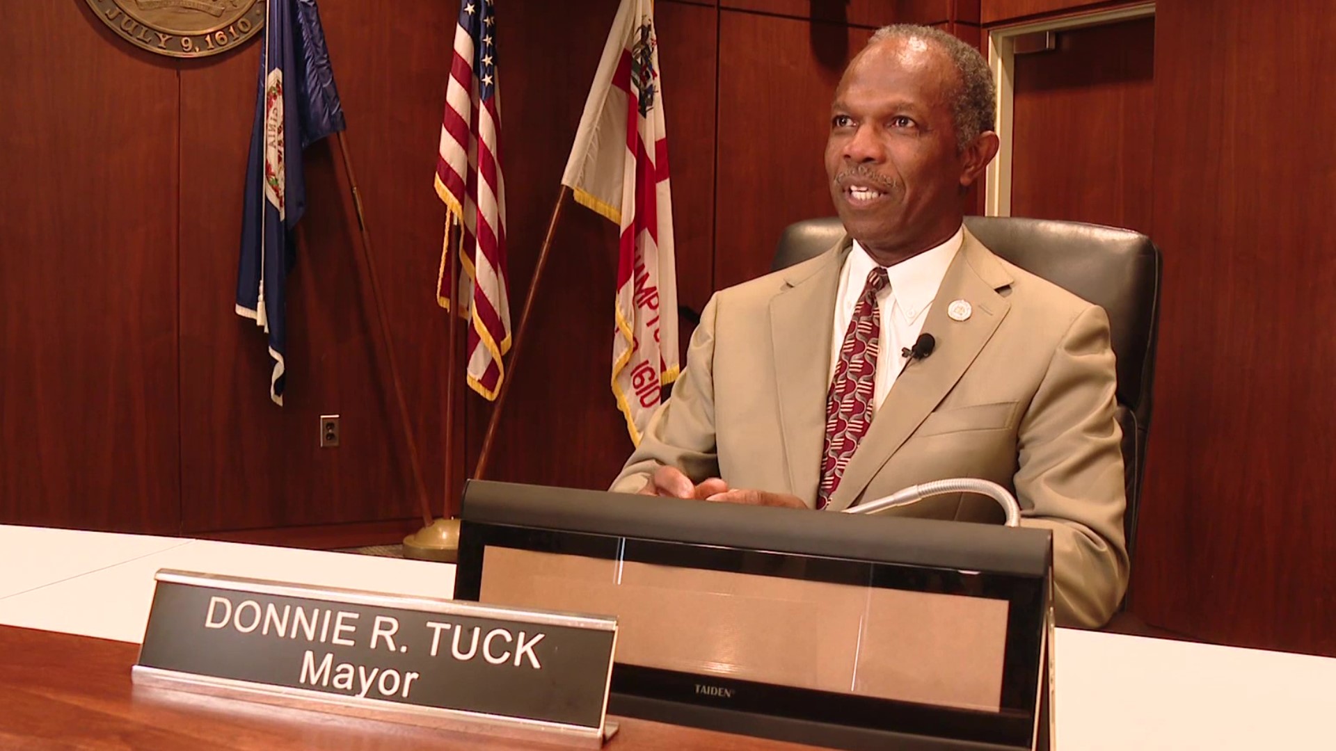 Hampton Mayor Donnie Tuck is praising the city's efforts to reduce crime, enhance education, and innovate.