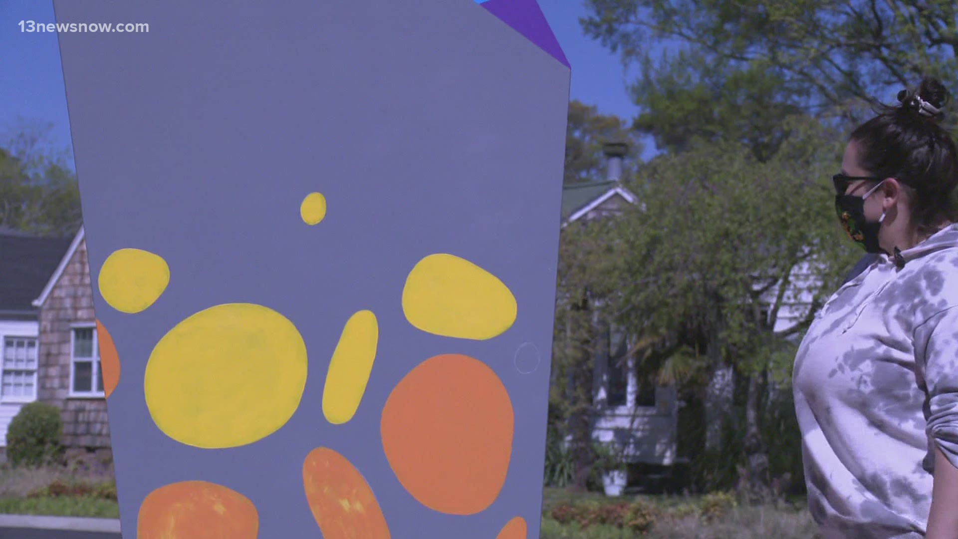 The painted pillars are part of the Neighborhood Identifier program in the Virginia Beach community.