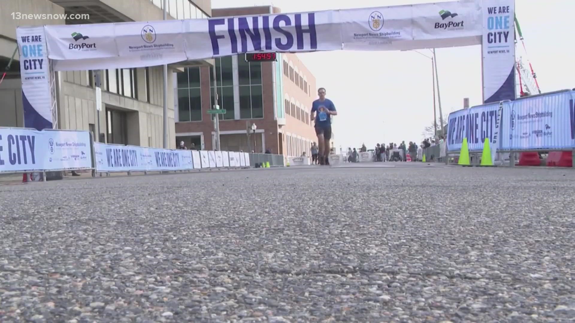Once marathon runners will cross the finish line Sunday in Downtown Newport News, the celebration begins.