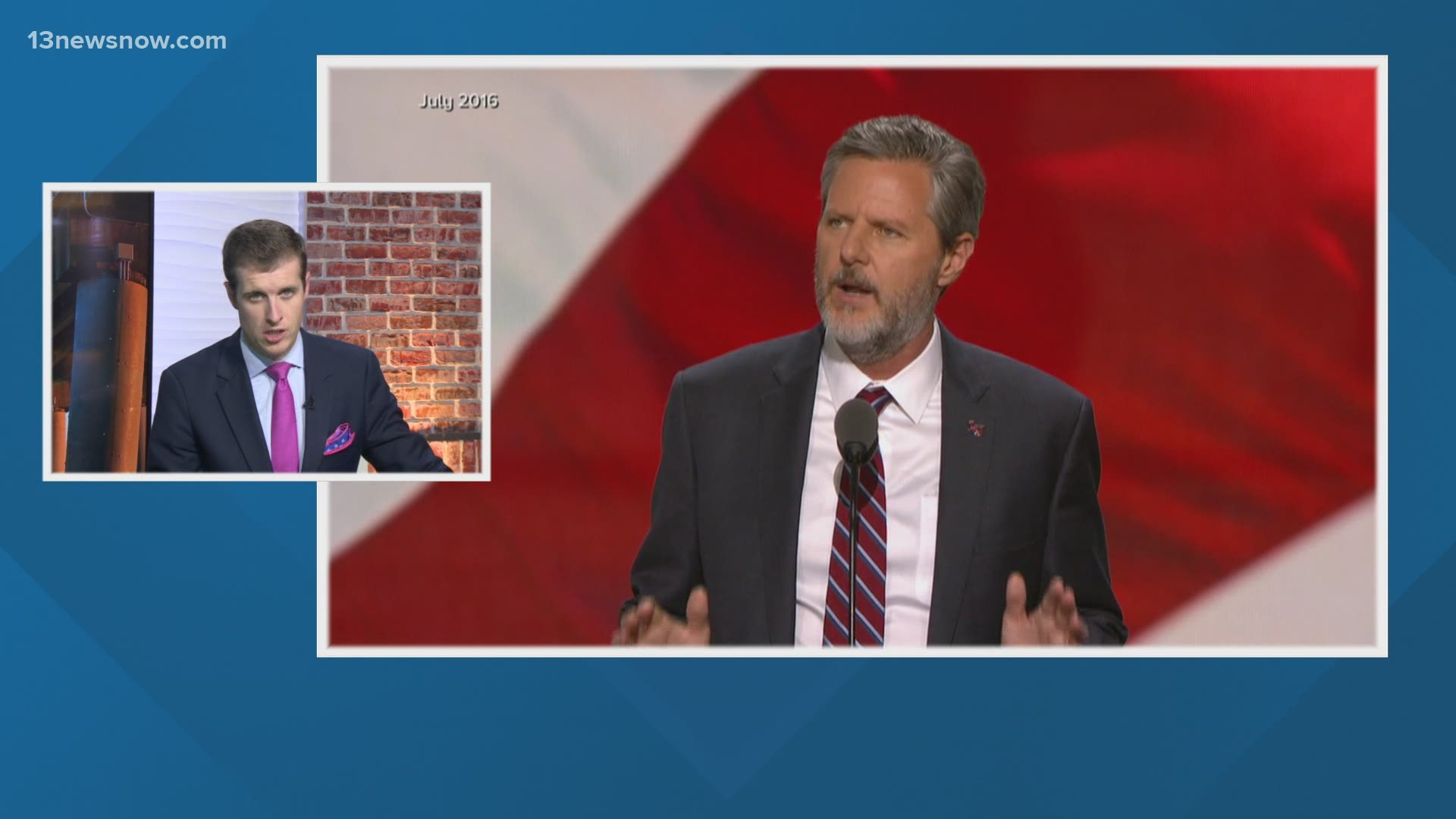 Jerry Falwell Jr. is alleging the evangelical school founded by his late pastor father defamed him through statements it issued.