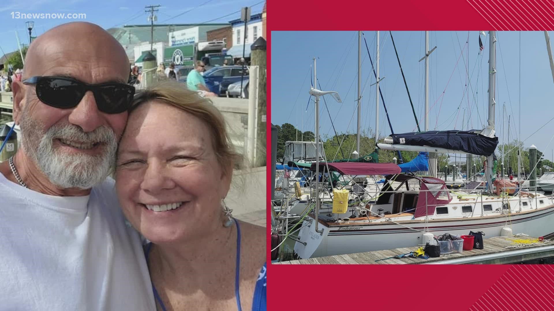 According to the Coast Guard, Yanni Nikopoulos and Gale Jones, both 65, failed to return from their sailing trip on June 20.
