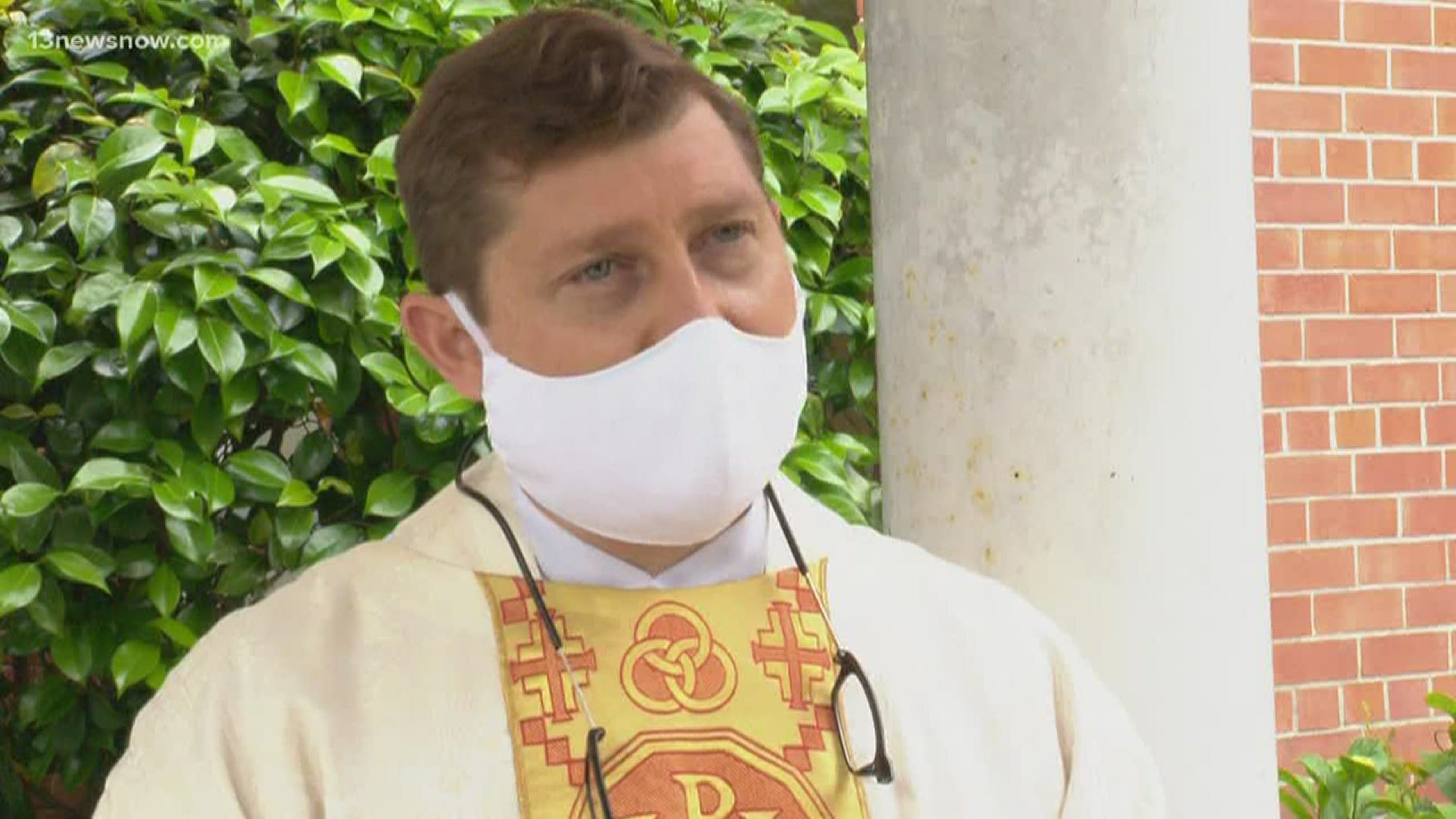 What two local Catholic churches are doing to make sure attendees stay safe while attending mass during the pandemic.