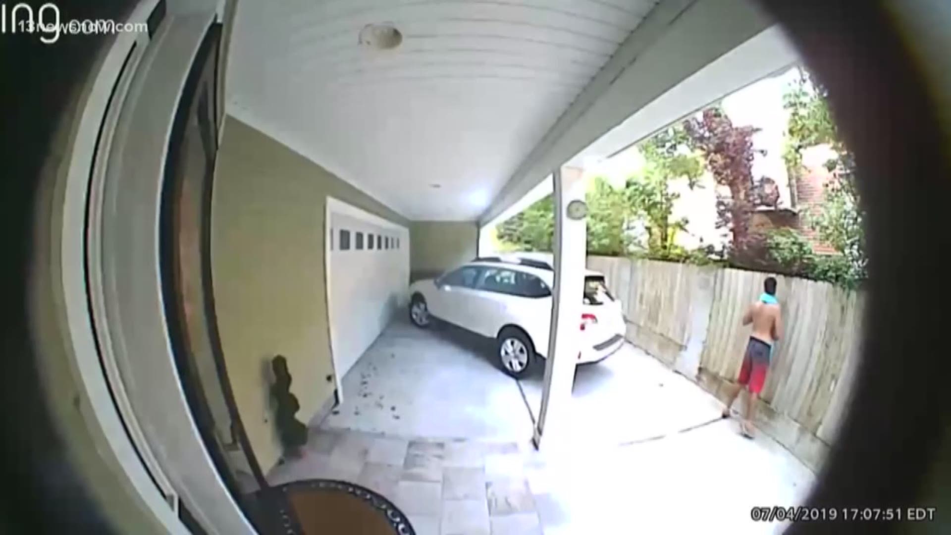 The family thought it was the neighbor's dog at first, but when they checked their doorbell camera a man was seen in their driveway. She said this is the second time this has happened.