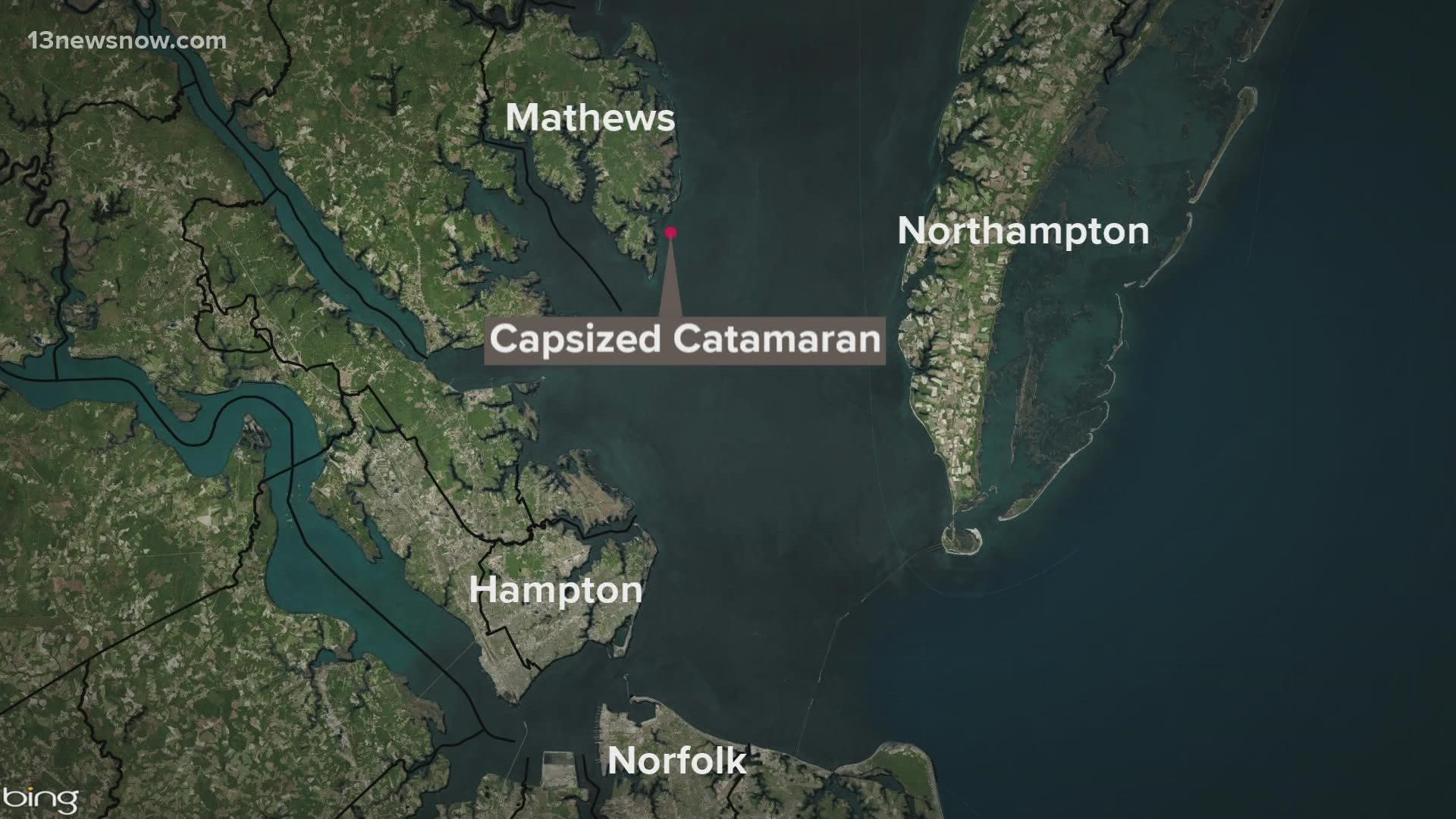 Three boaters were left stranded in the water after their boat capsized Saturday night. It happened in the Chesapeake Bay near New Point.