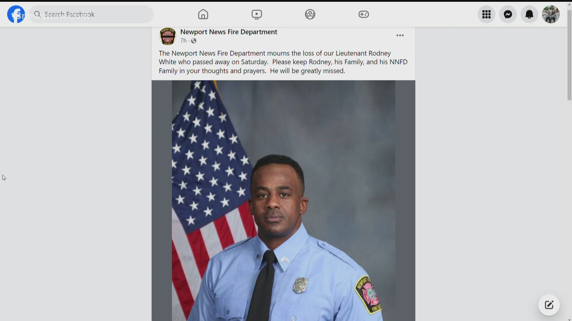 Newport News fire lieutenant passes away | 13newsnow.com