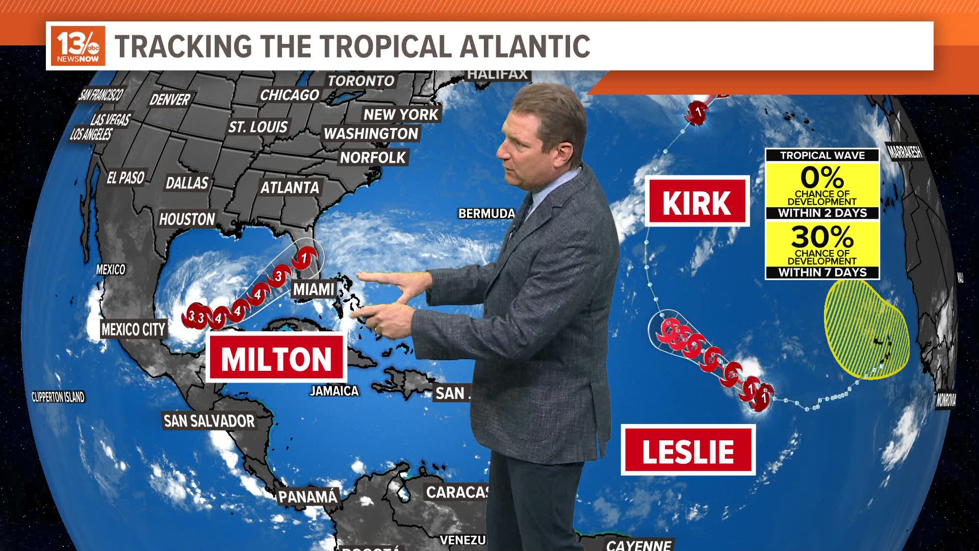 According to the National Hurricane Center, Milton has strengthened into a Category 3 hurricane. The storm is forecasted to make landfall along Florida's Gulf Coast.