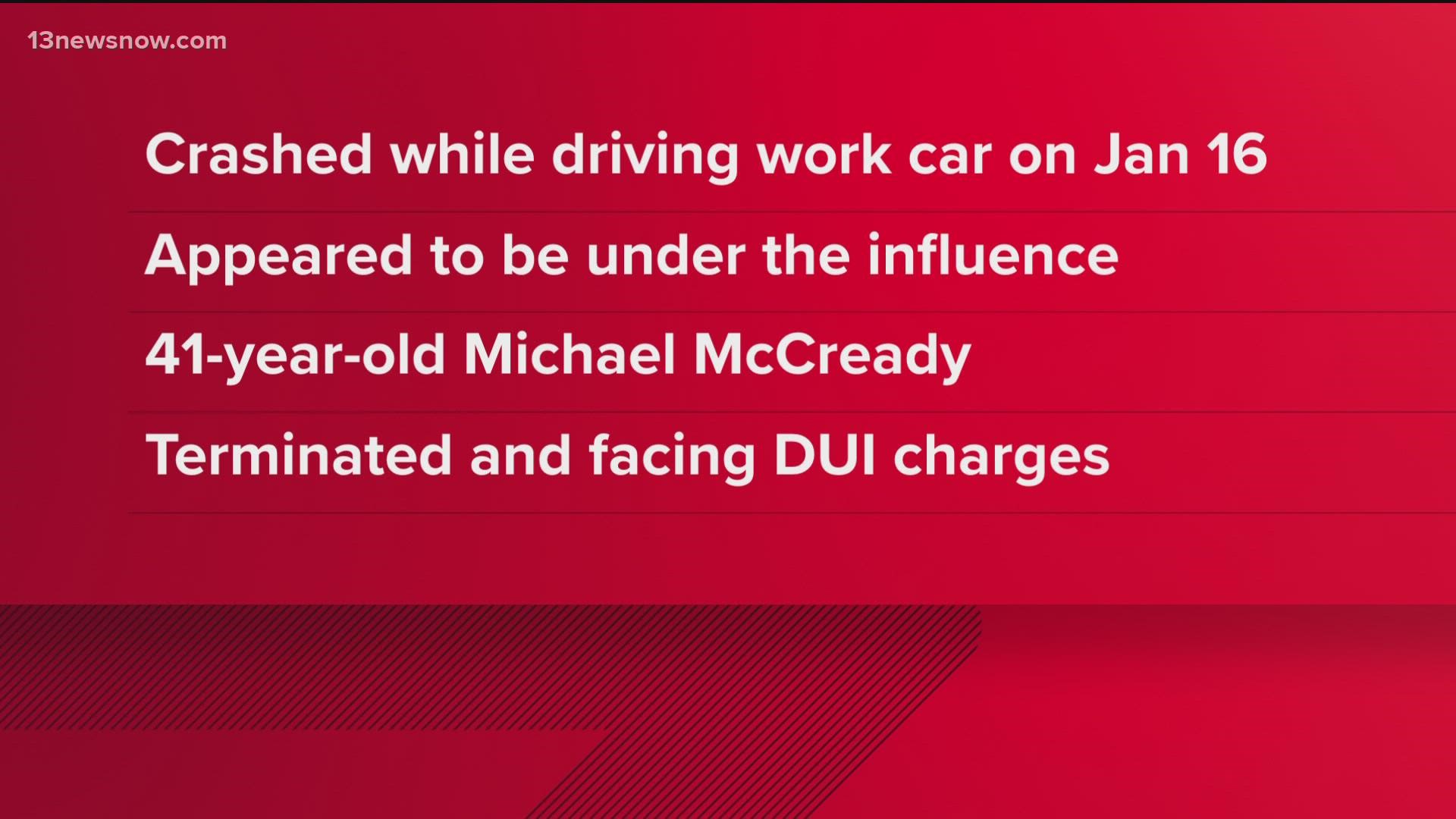 Investigator McCready was off-duty, driving his unmarked assigned car when the accident happened.