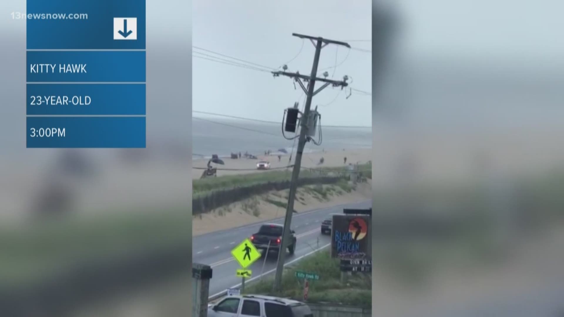 Police said the 23-year-old man was swimming when he was hit by lightning as storms rolled through Kitty Hawk. There is still no word on the man's condition.