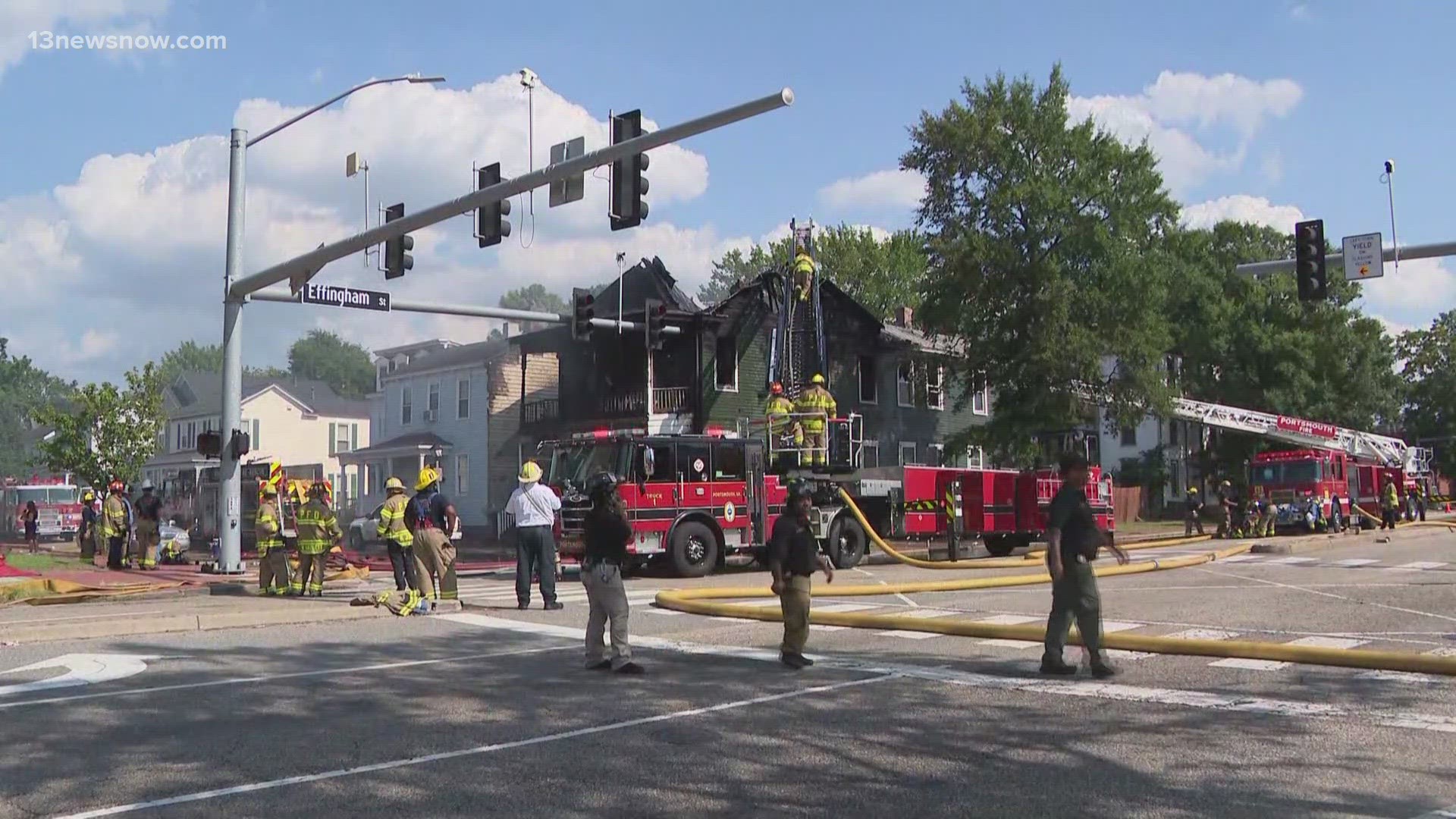 The fire happened at the intersection of Effingham Street and South Street. It's unknown what time the fire was reported or if anyone was hurt.