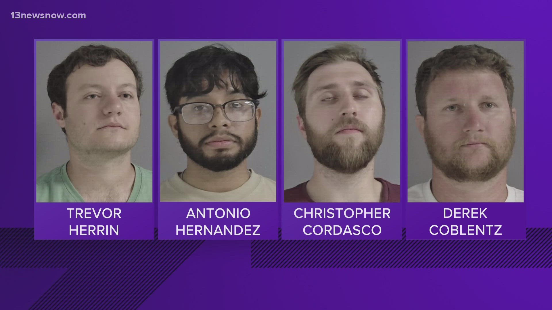 Gloucester County deputies have arrested four men they say brought weapons into a school board meeting