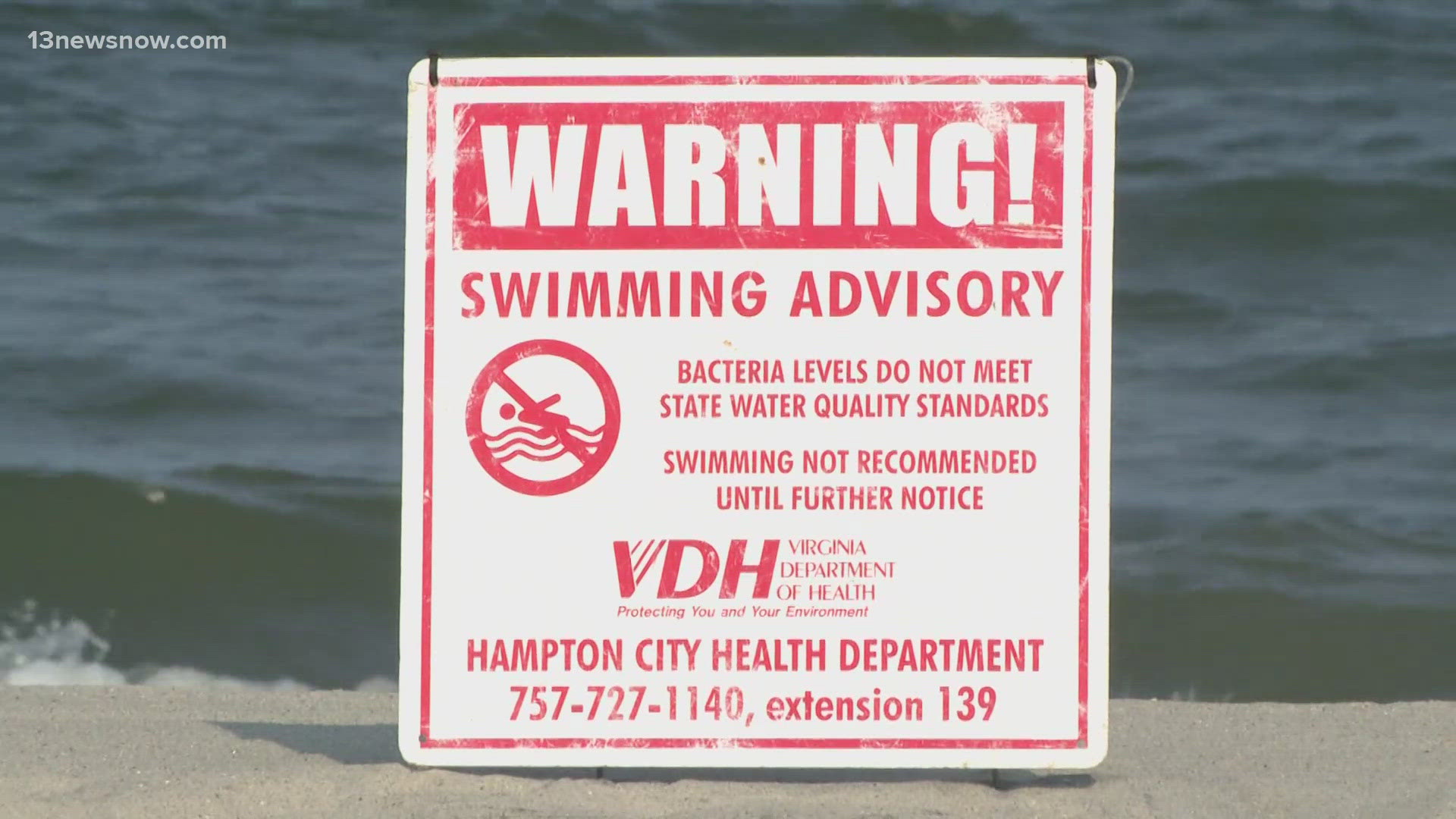Beach advisories are in effect at several Peninsula spots after water tests showed high bacteria levels. Officials urge swimmers to stay out until further notice.