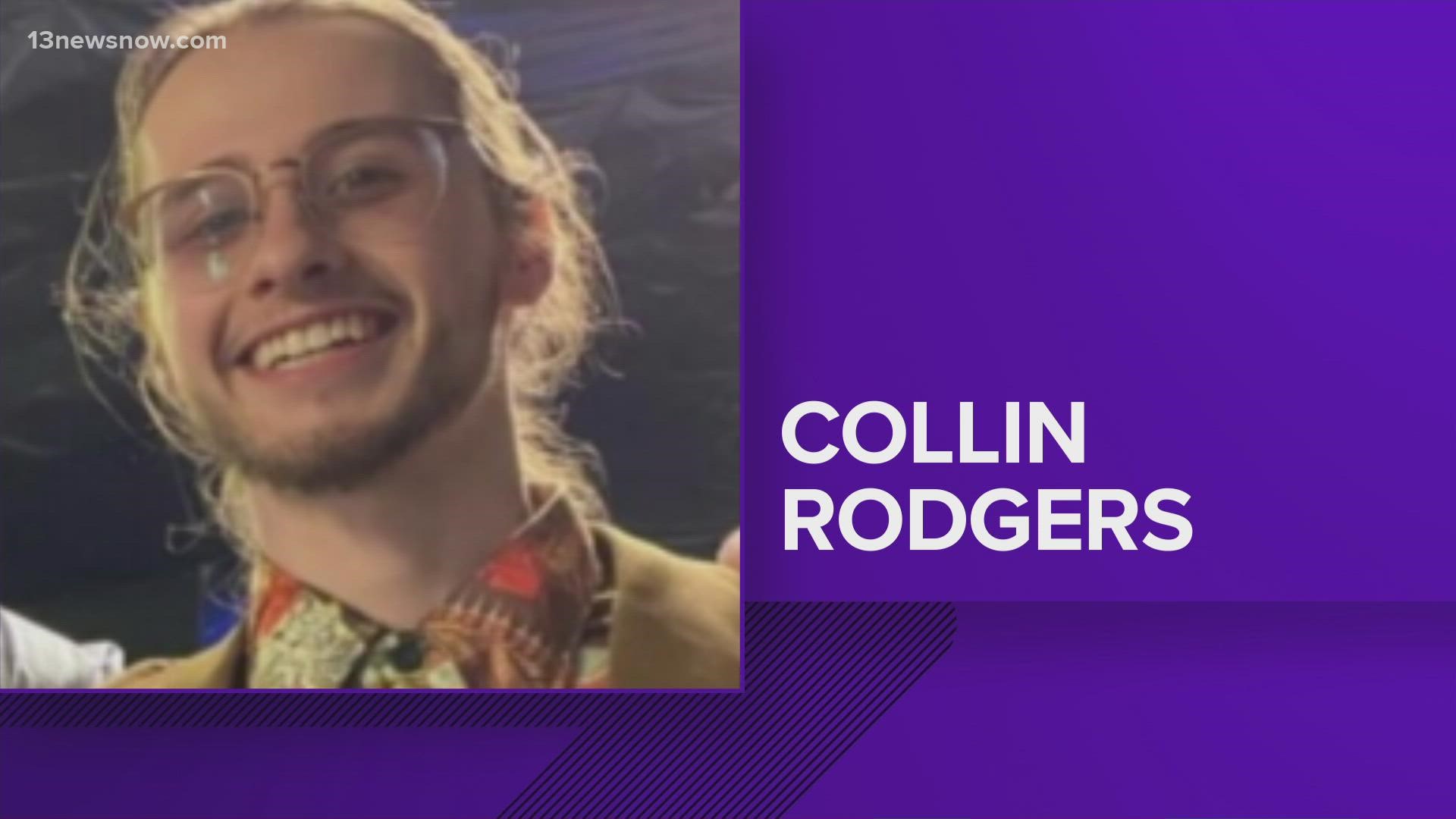 Virginia Beach Police say Collin Rodgers' family has not seen or heard from him since March 27. He is the brother of one of the victims in a recent double homicide.