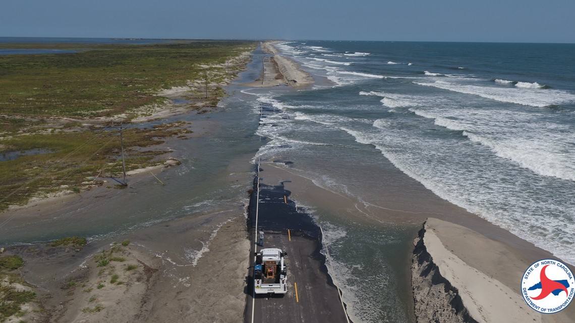 Drone images show washouts of NC 12 highway on Ocracoke | 13newsnow.com