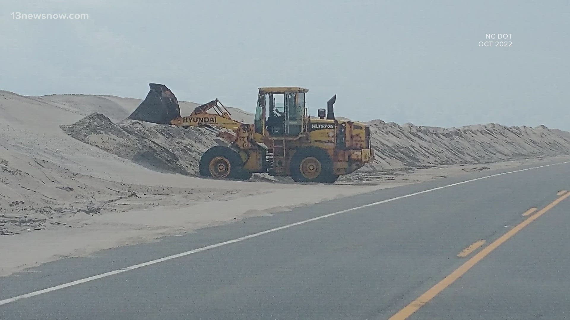 The work will help prevent overwash on the highway as Hurricane Franklin moves hundreds of miles off the coast and Tropical Storm Idalia moves over the area.