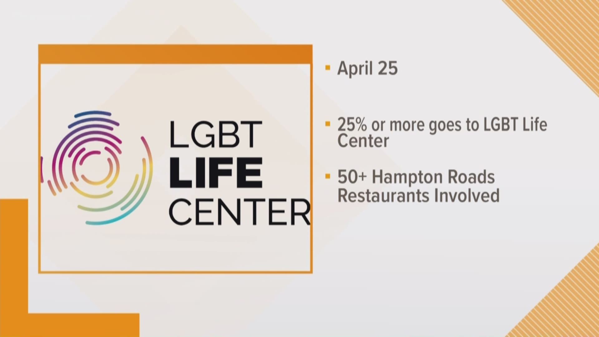 The 16th Annual Dining Out For Life Hampton Roads is happening April 25.
