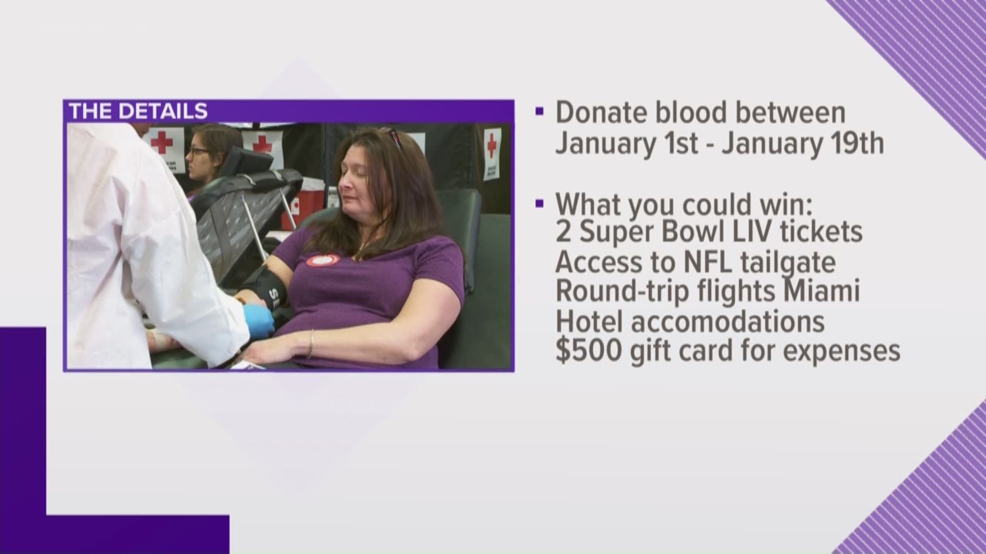 American Red Cross: Donate blood, be entered to win Super Bowl