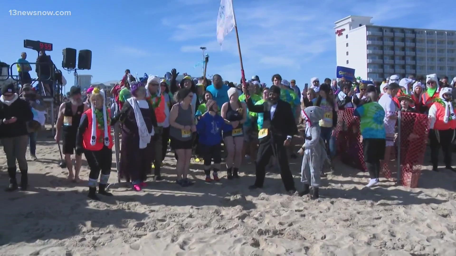 Thousands of people took to the water on a chilly day in Virginia Beach to raise money for Special Olympics Virginia.