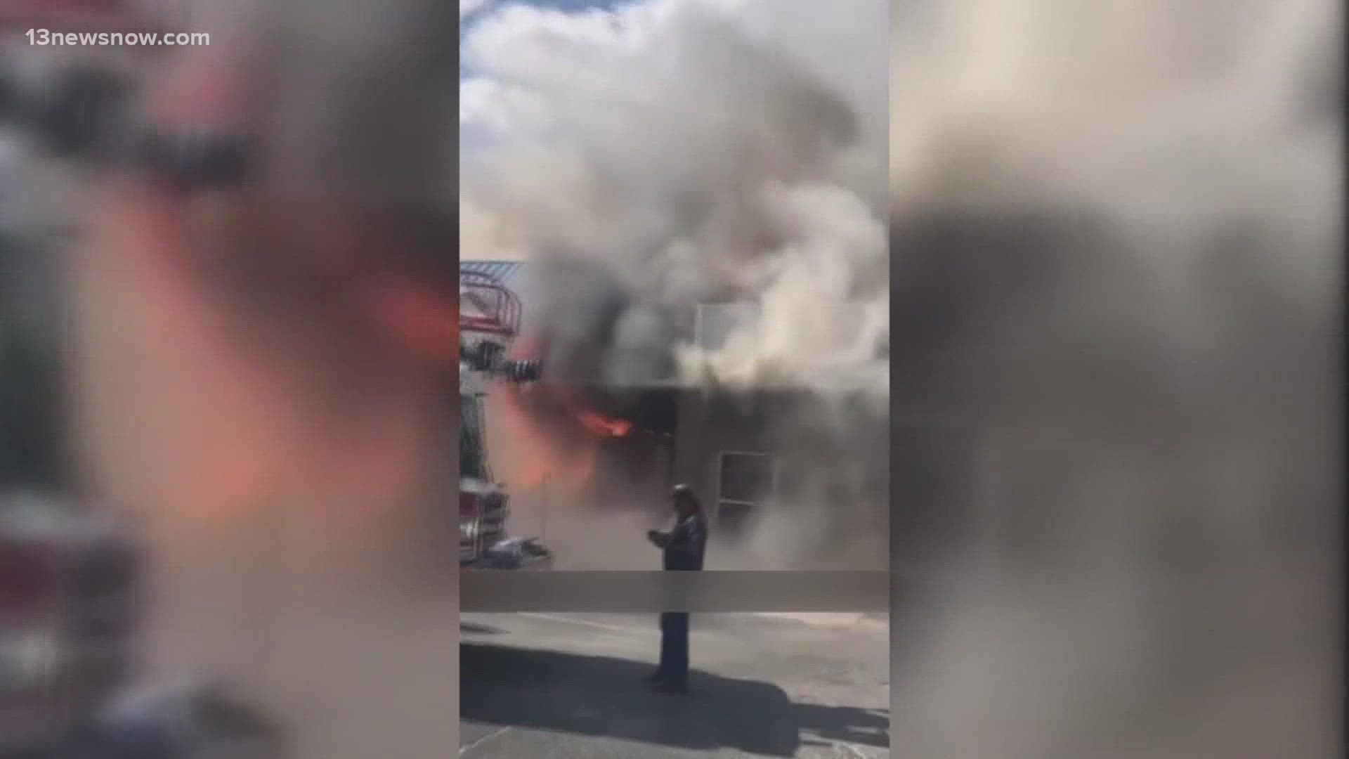 A two-alarm fire broke out in Hampton Wednesday, leaving at least four businesses damaged.