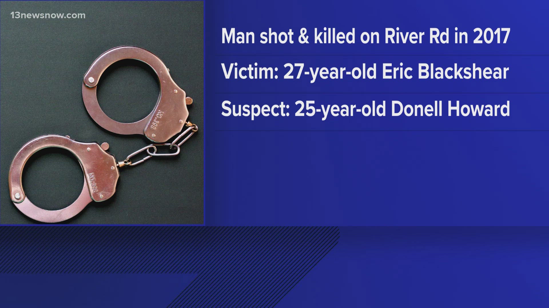 Donell Howard was confirmed to be in custody today for his alleged role in a murder that occurred in 2017.