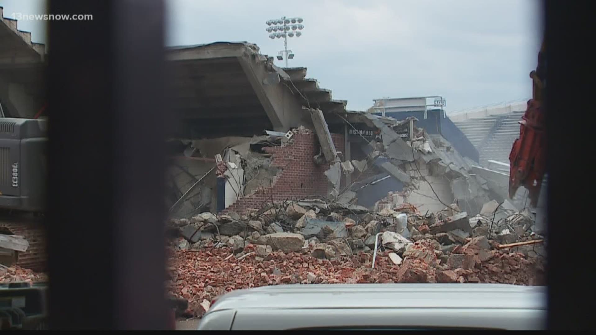 Foreman Field at Old Dominion University is being demolished.