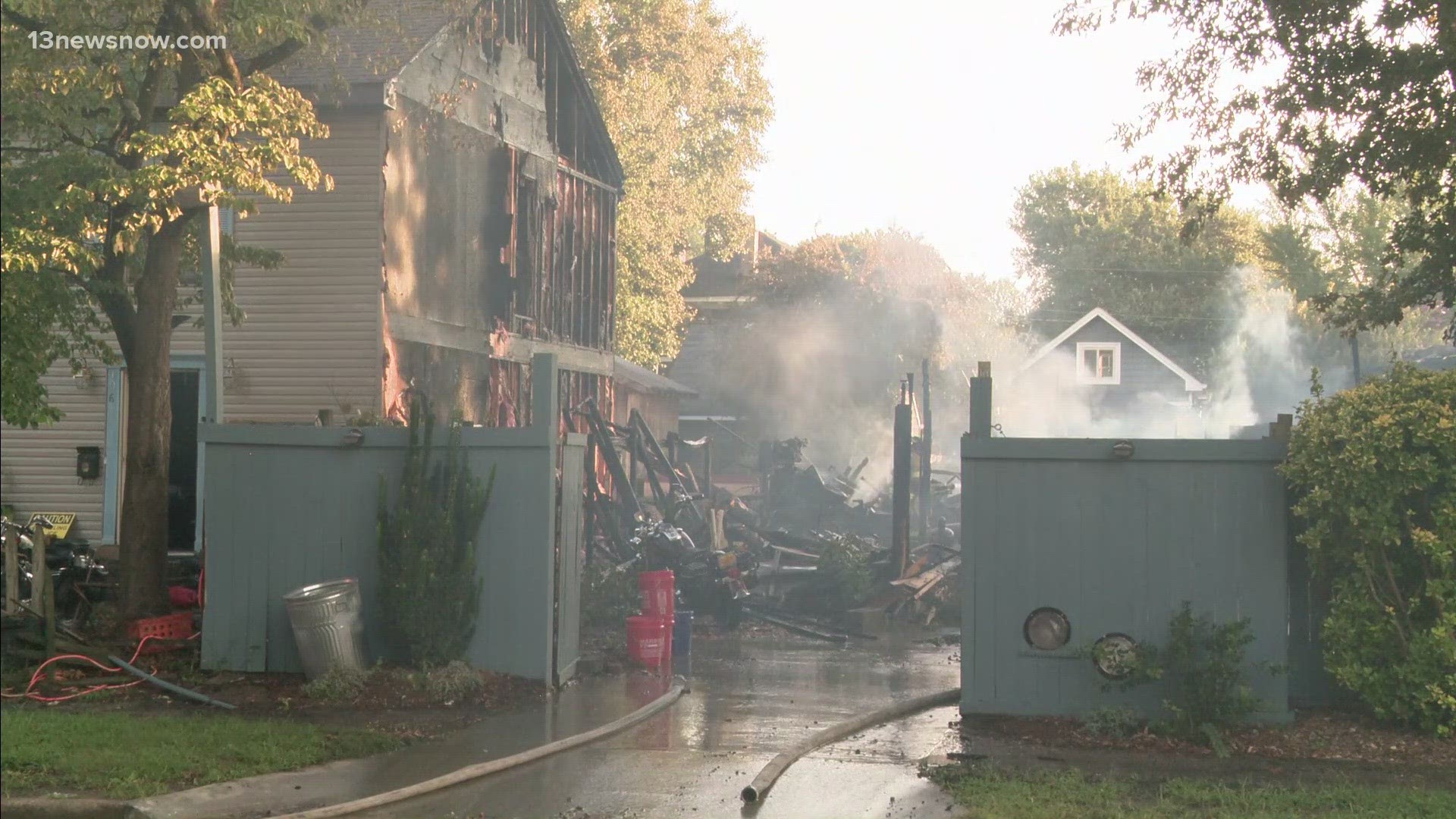 A fire early Monday has displaced many people, says Norfolk Fire-Rescue. Three homes were damaged along with other structures.