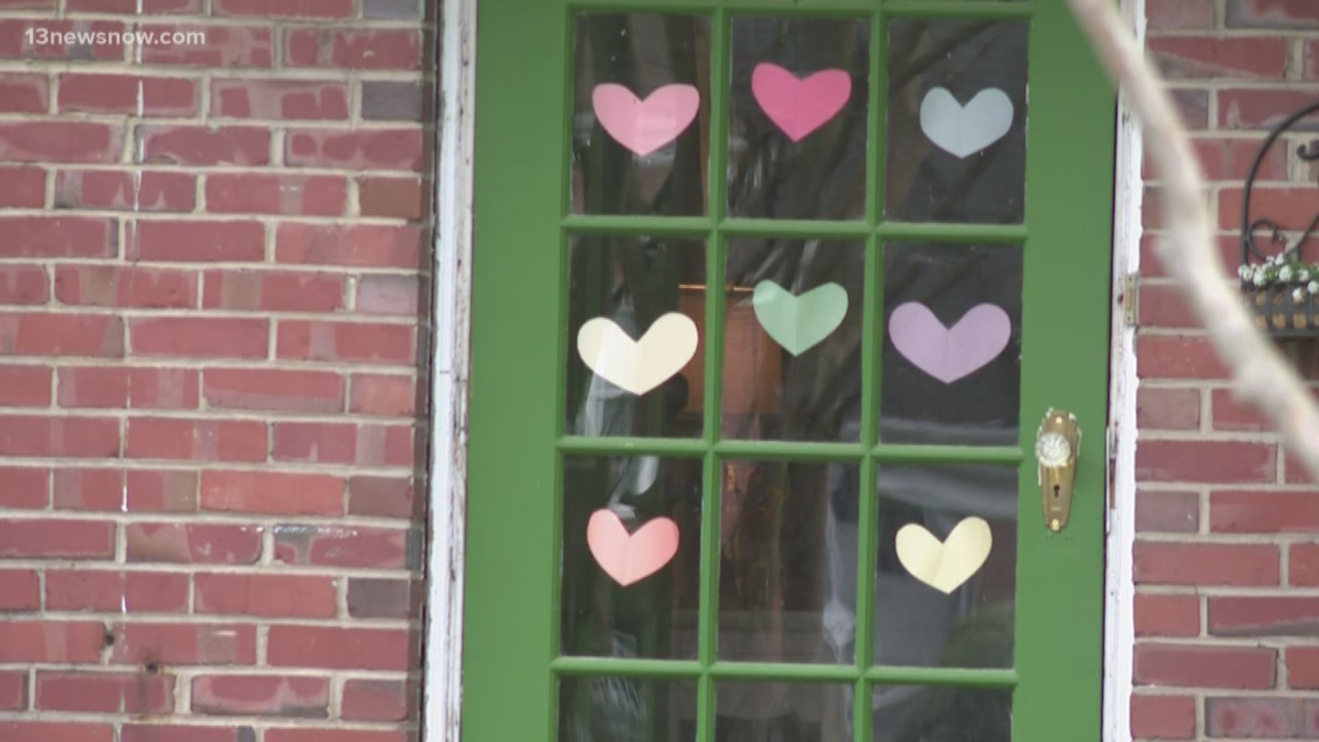 Paper hearts in doors and windows lift everyone's spirits