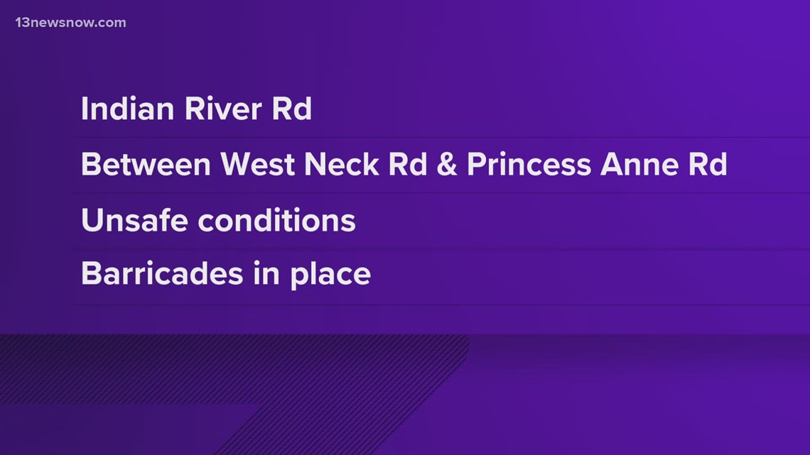 Part of Indian River Road closed due to unsafe conditions