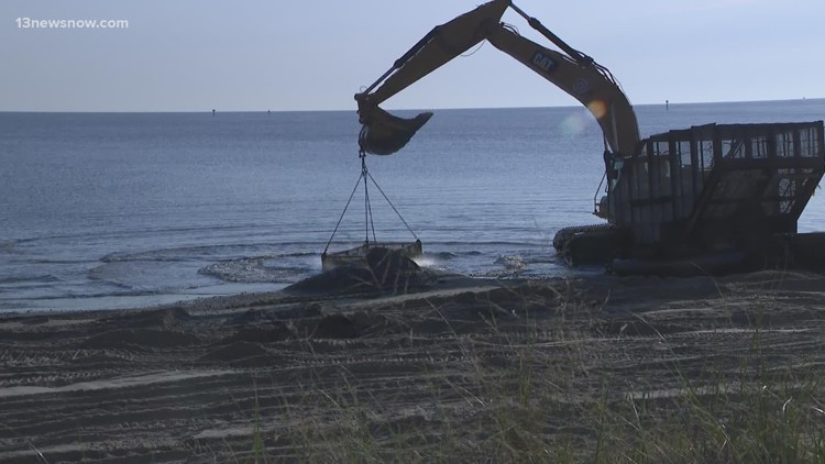 Crews pouring extra sand into Ocean Park to replenish sand