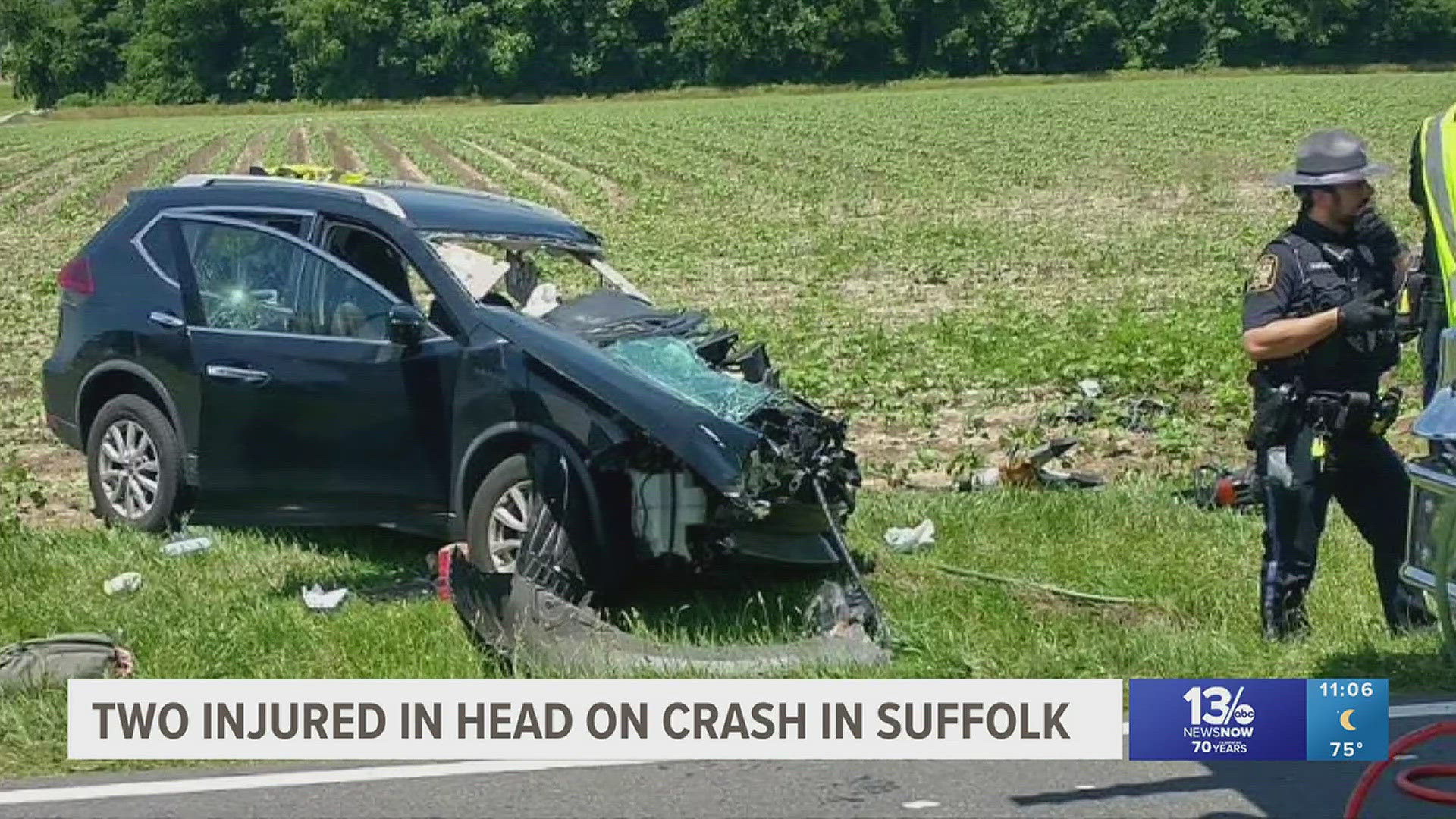 Two people are hurt after a head-on crash on Pruden Lane just after 2:15 Saturday afternoon.