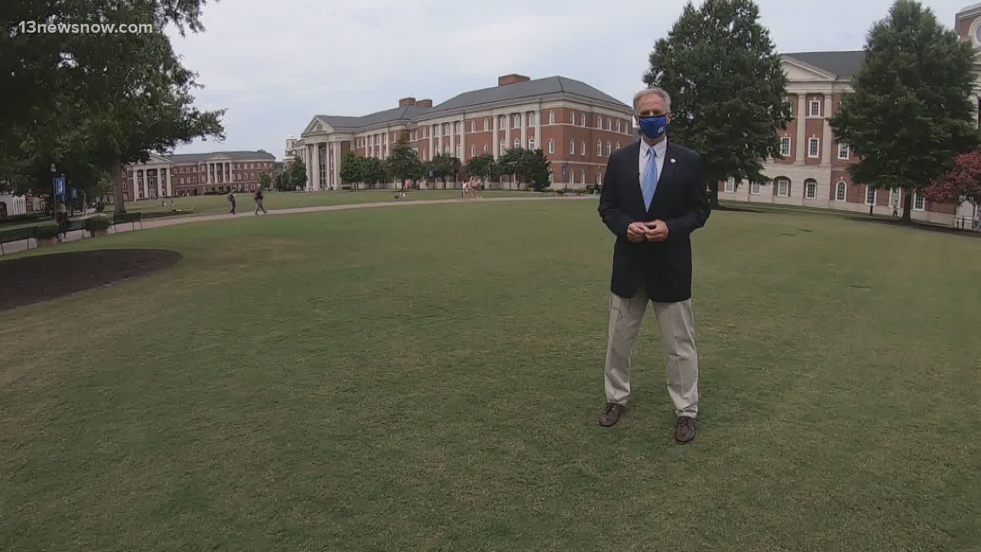 More than 5,000 students returned to campus for the first day of in-person classes at Christopher Newport University.