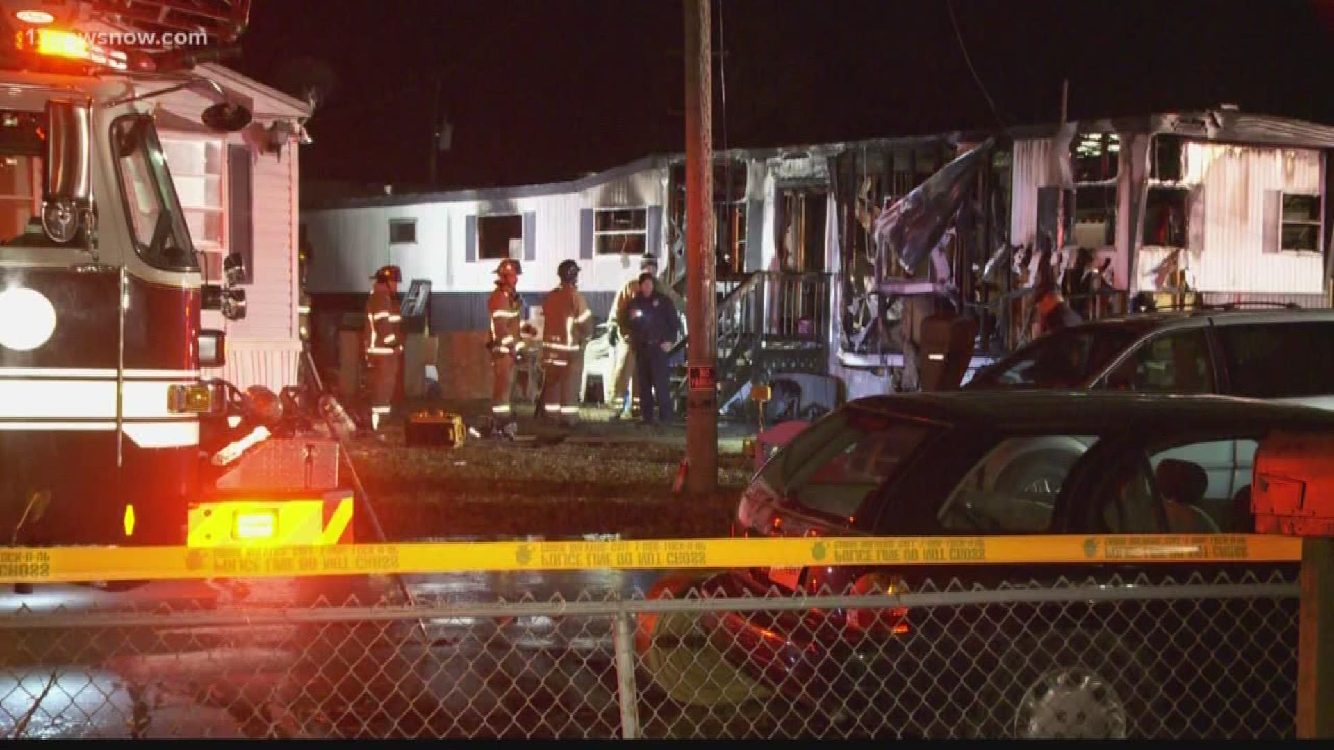 A mobile home was destroyed by fire, and three young children just made it out alive.