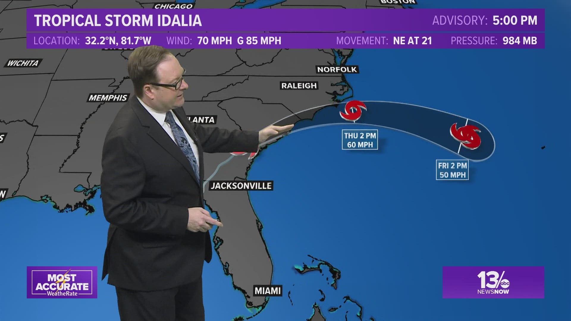 A Tropical Storm Warning has been issued for the Outer Banks and other coastal areas in North Carolina as Tropical Storm Idalia is expected to move through the area.