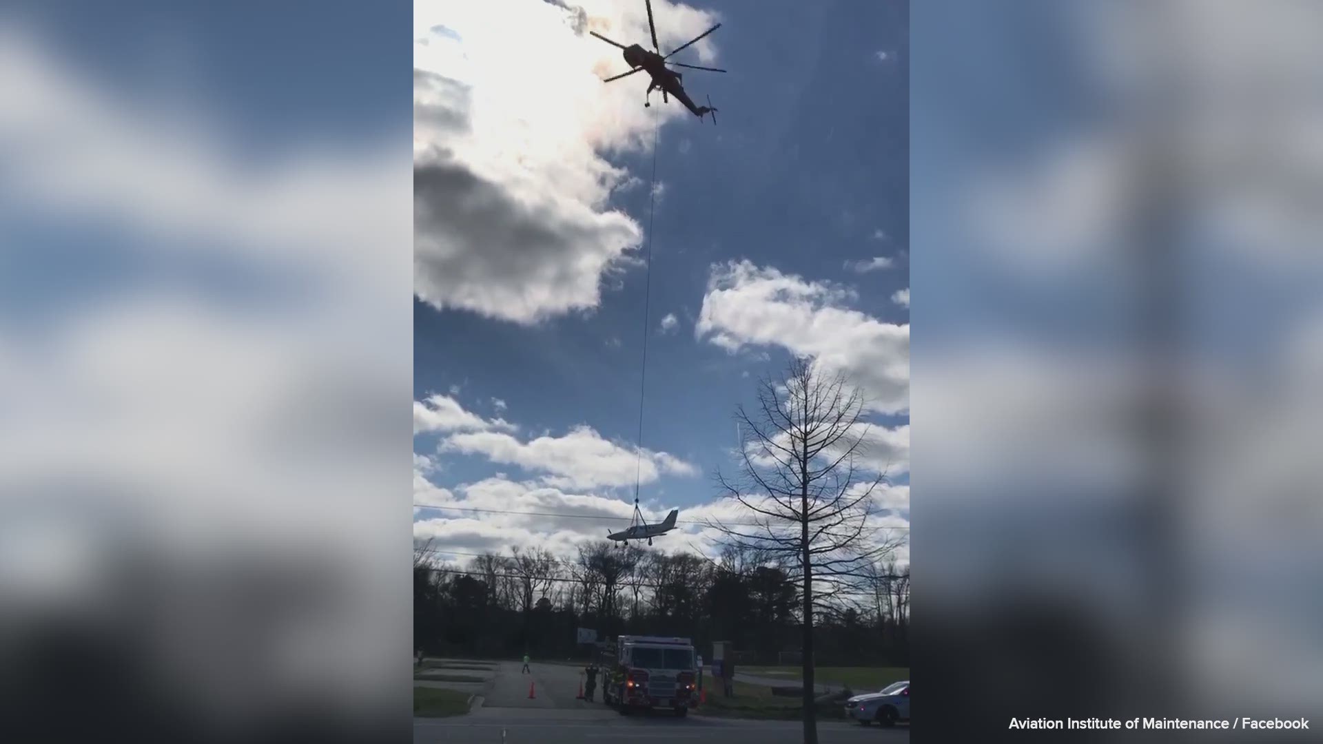 Two aircraft were airlifted from Norfolk airport to Aviation Institute of Maintenance campus on Saturday, Feb. 15, 2020. (Credit: Aviation Institute of Maintenance)