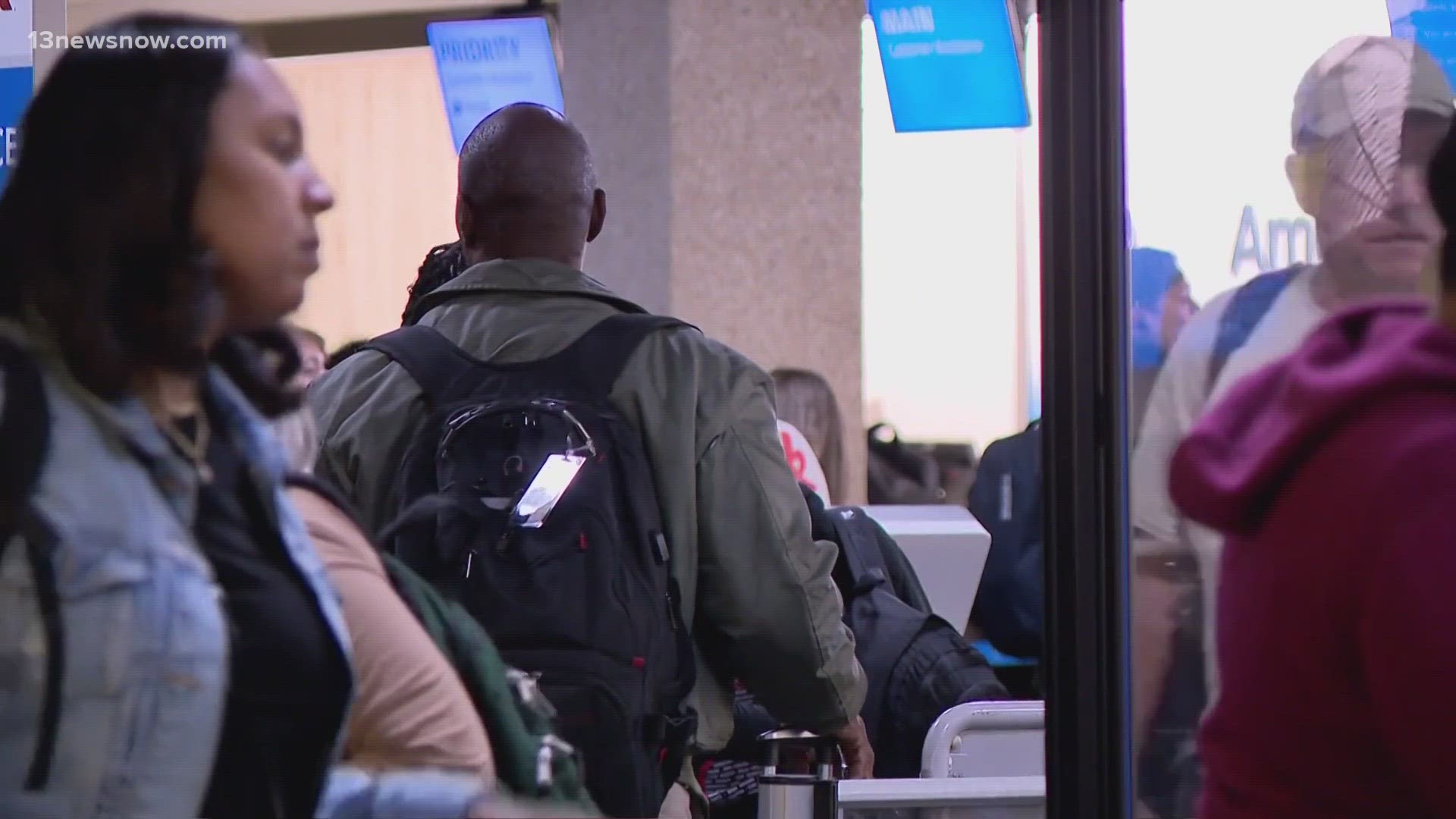 Hundreds arrived at Norfolk International Airport hours ahead of their departures to beat the holiday rush.