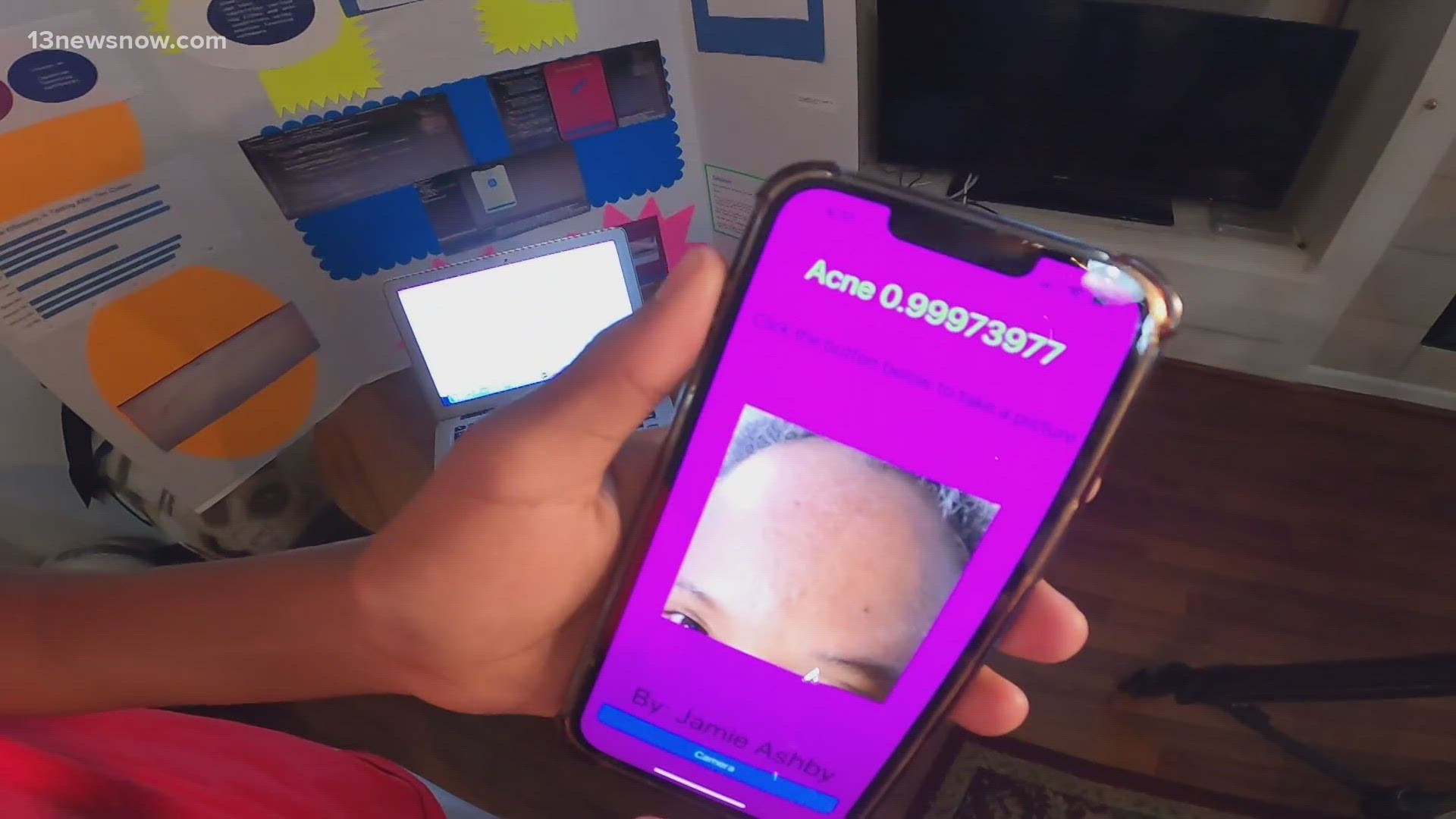 Jamie Ashby, a freshman at Menchville High School, created an app that detects and identifies bug bites and skin conditions and he's now in the running for $25,000!