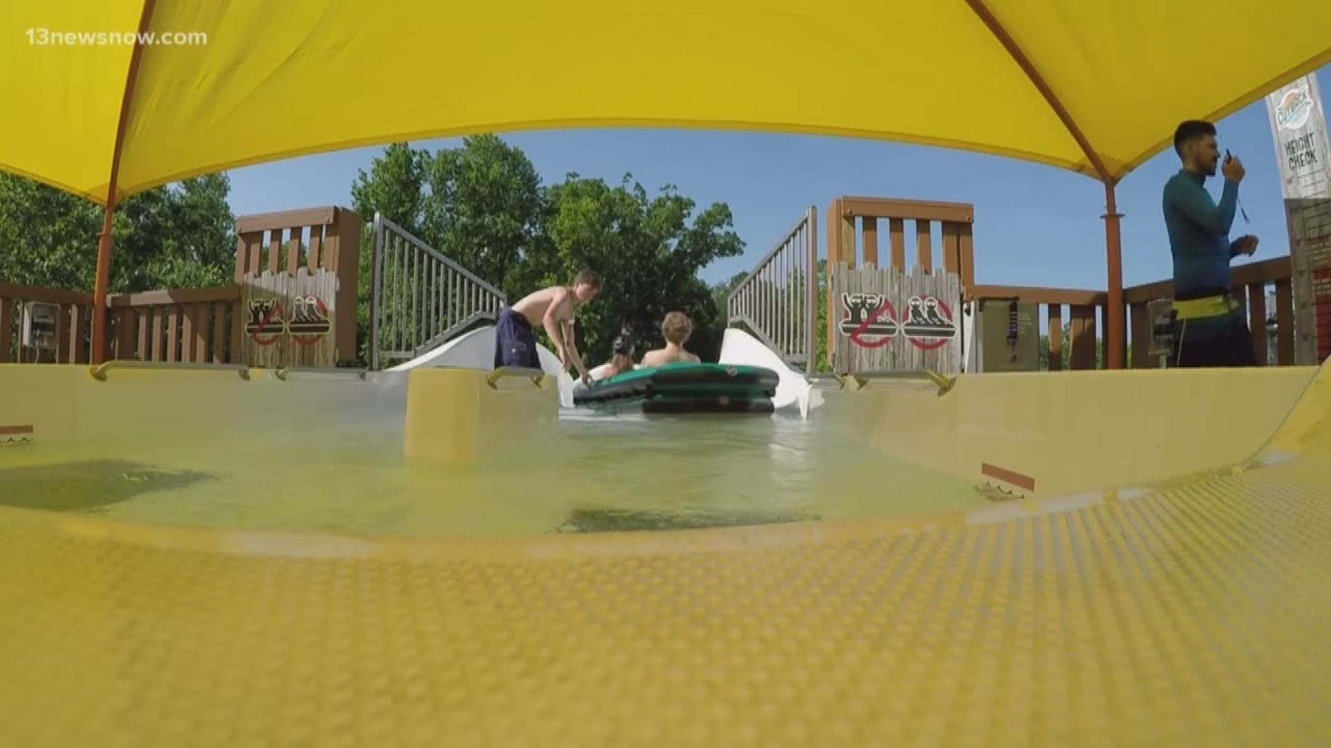 It's called 'Cutback Water Coaster.' You can pile on a 4-person raft, and speed down a nearly 900-foot long slide.