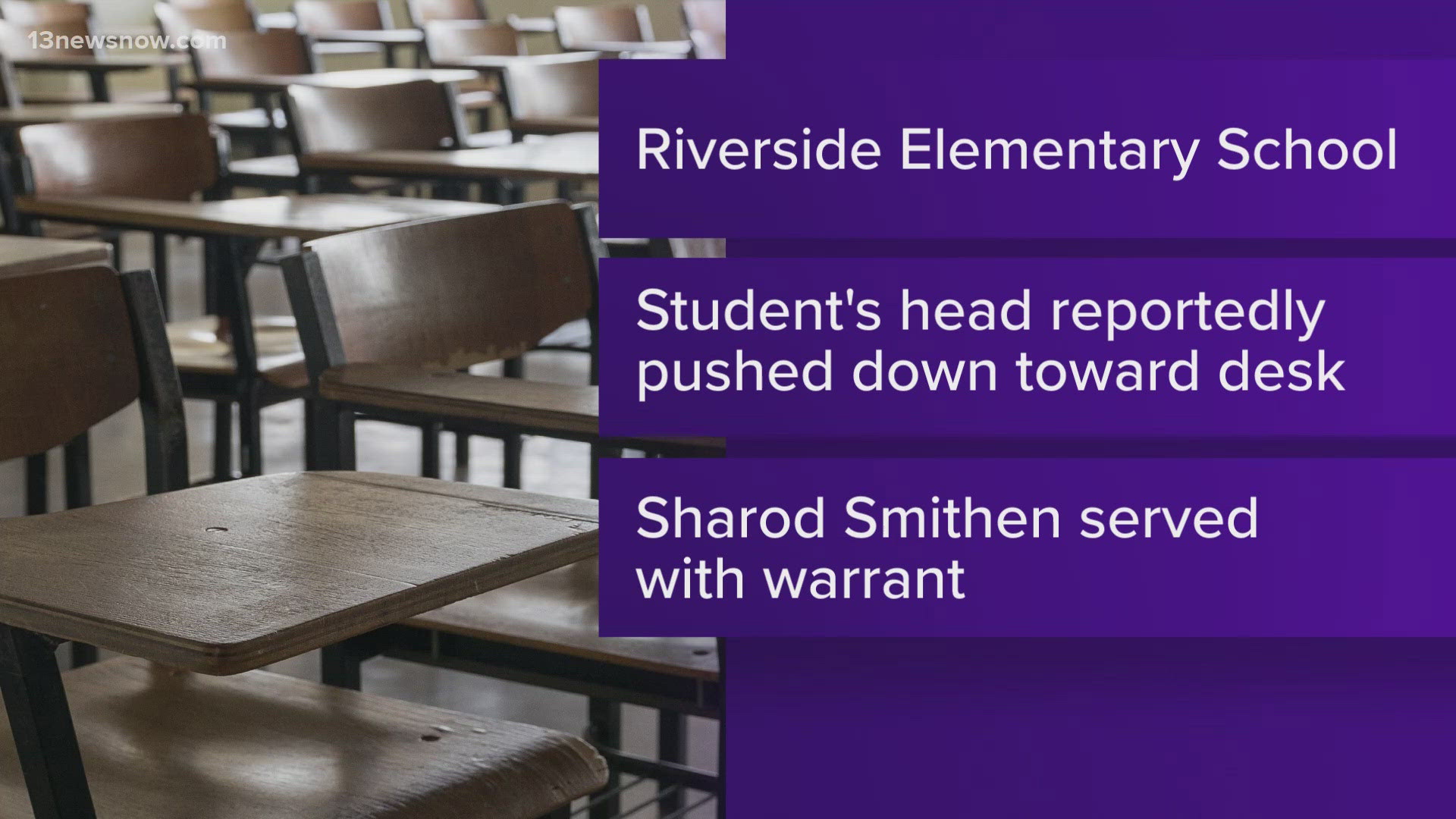 Sharod Smithen has been prohibited from serving as a substitute teacher in Newport News Public Schools and has been charged with misdemeanor assault.