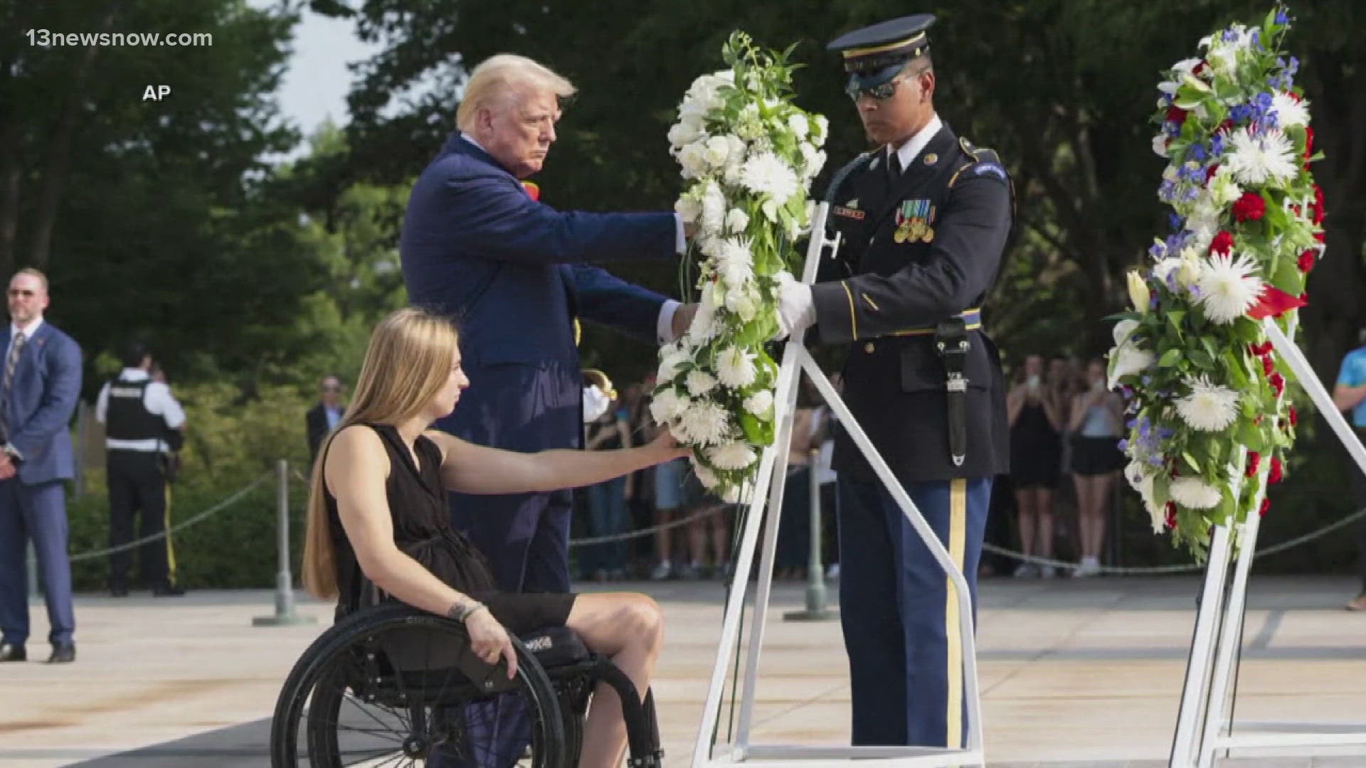 Former President Trump was also stumping in several swing states while fending off claims of an altercation at Arlington National Cemetery.