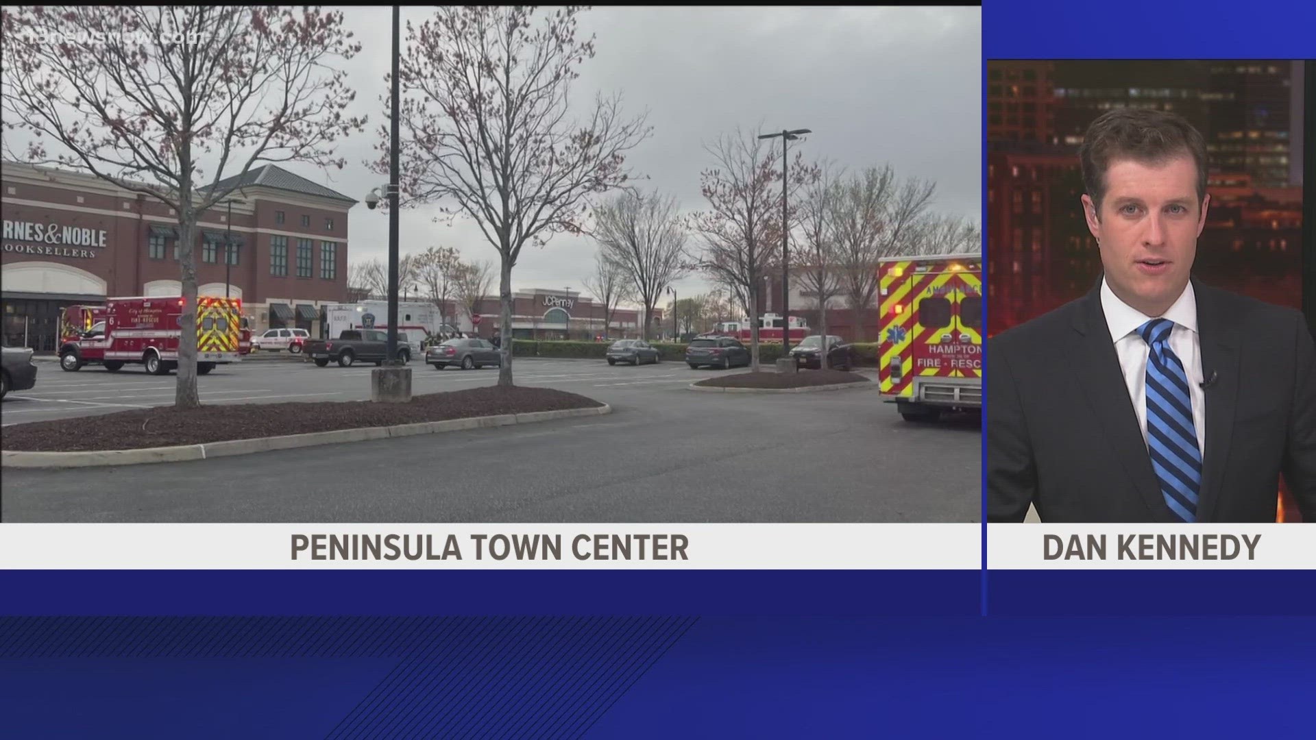 There was a large police and fire presence at the Peninsula Town Center Monday.