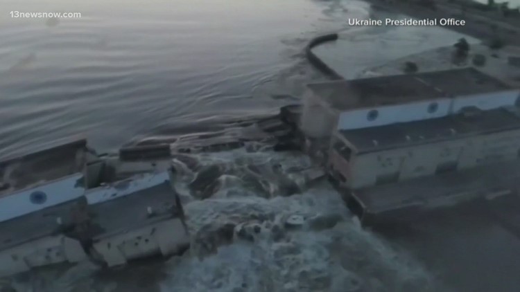 Ukrainian neighborhoods flooded after dam collapse