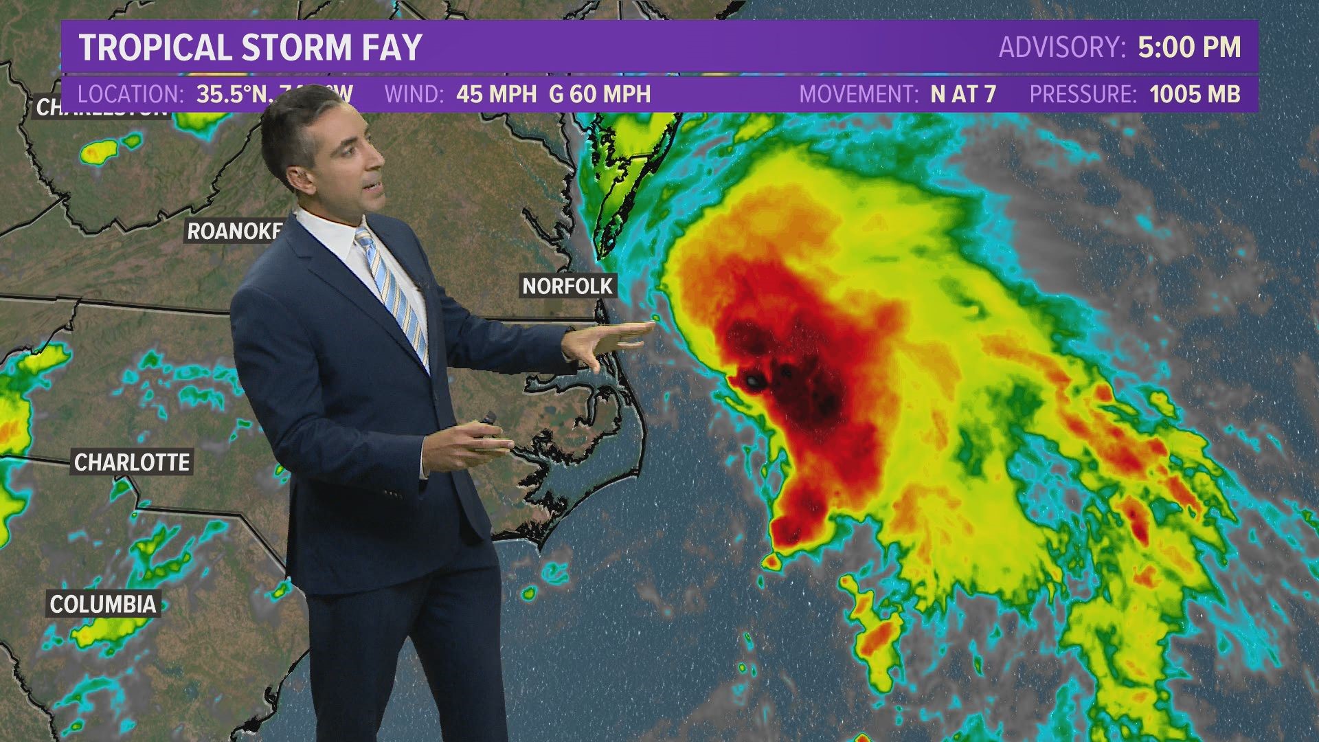 13News Now meteorologist Tim Pandajis gives the latest forecast tracks and impacts expected by Tropical Storm Fay.