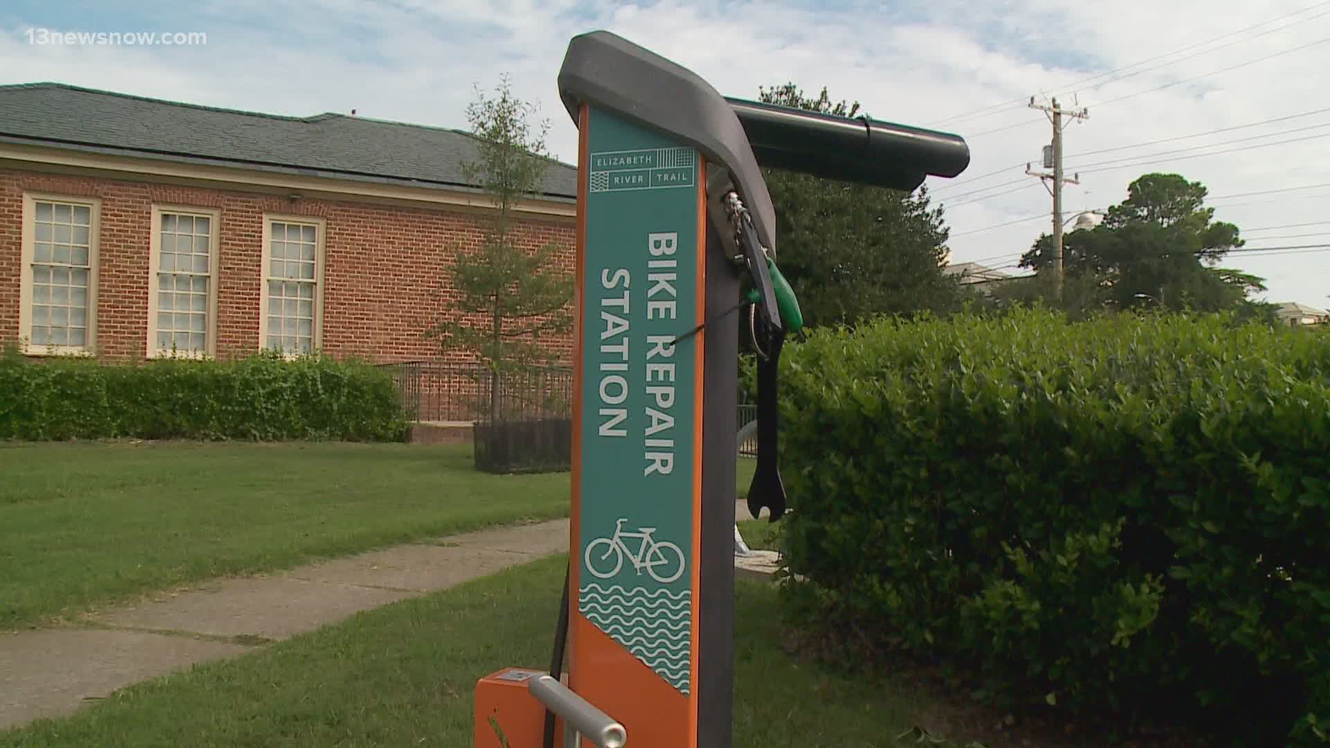 Biking on the Elizabeth River Trail is about to be as risk-free as ever, with new amenities like bike racks, air pumps and repair stations.