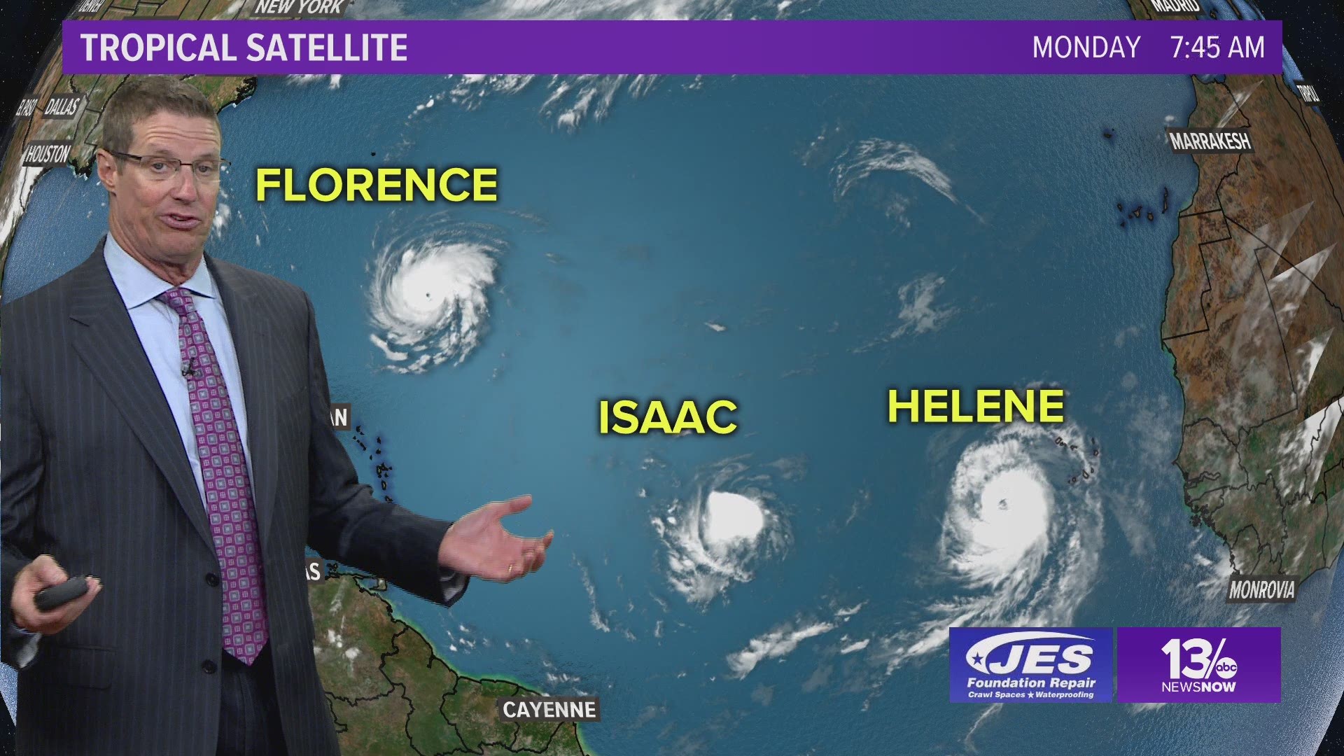 13News Now meteorologist Jeff Lawson takes a look at the latest projected forecast tracks for Hurricane Florence, now a powerful Category 4 storm heading toward the East  Coast.
Latest on Florence: http://13newsnow.tv/florence
13News Now's Hurricane Cen