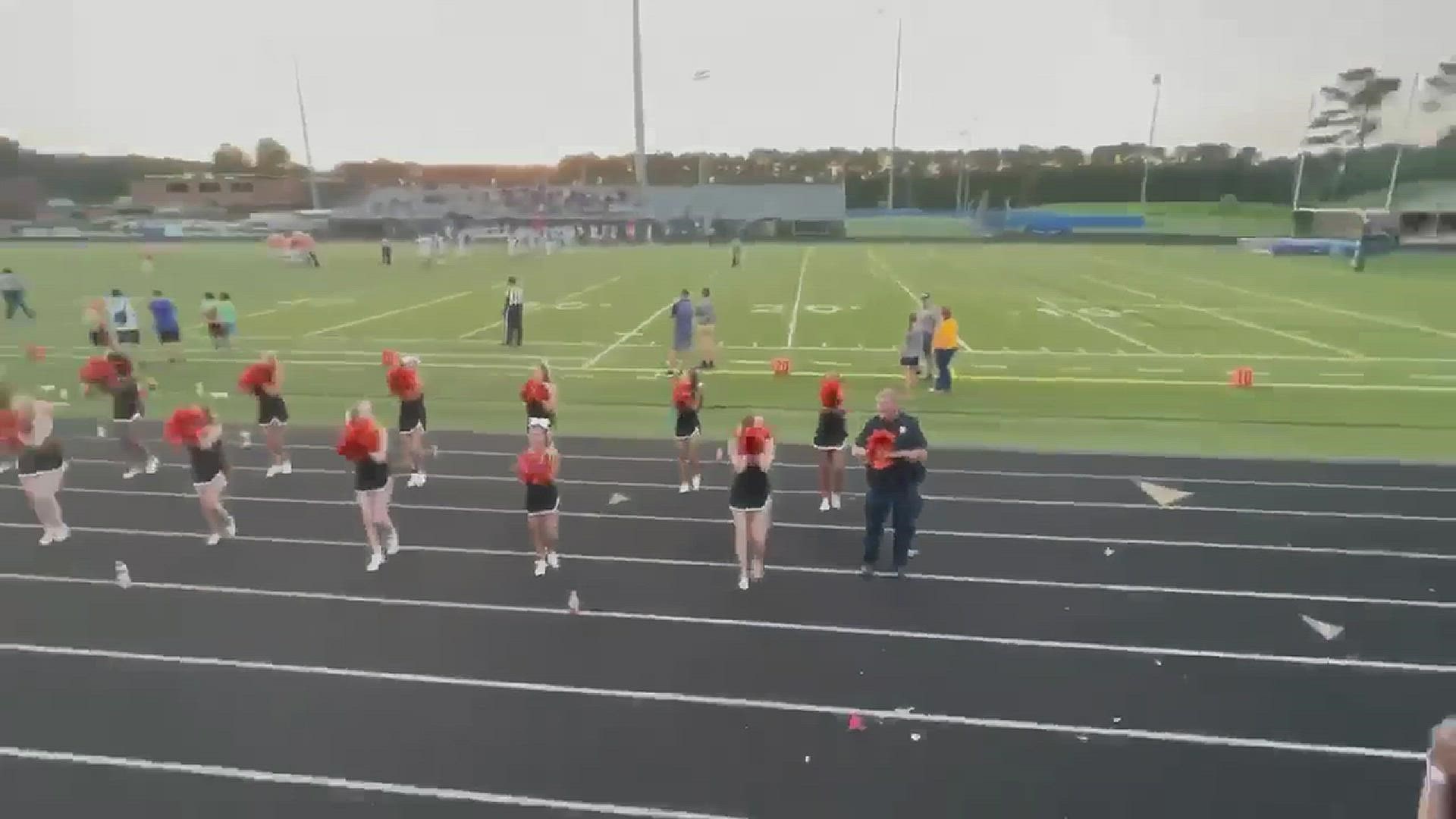 The York-Poquoson Sheriff's Office shared a video of one of their school resource officers helping some cheerleaders out. Video credit: Emily Smith and YPSO.