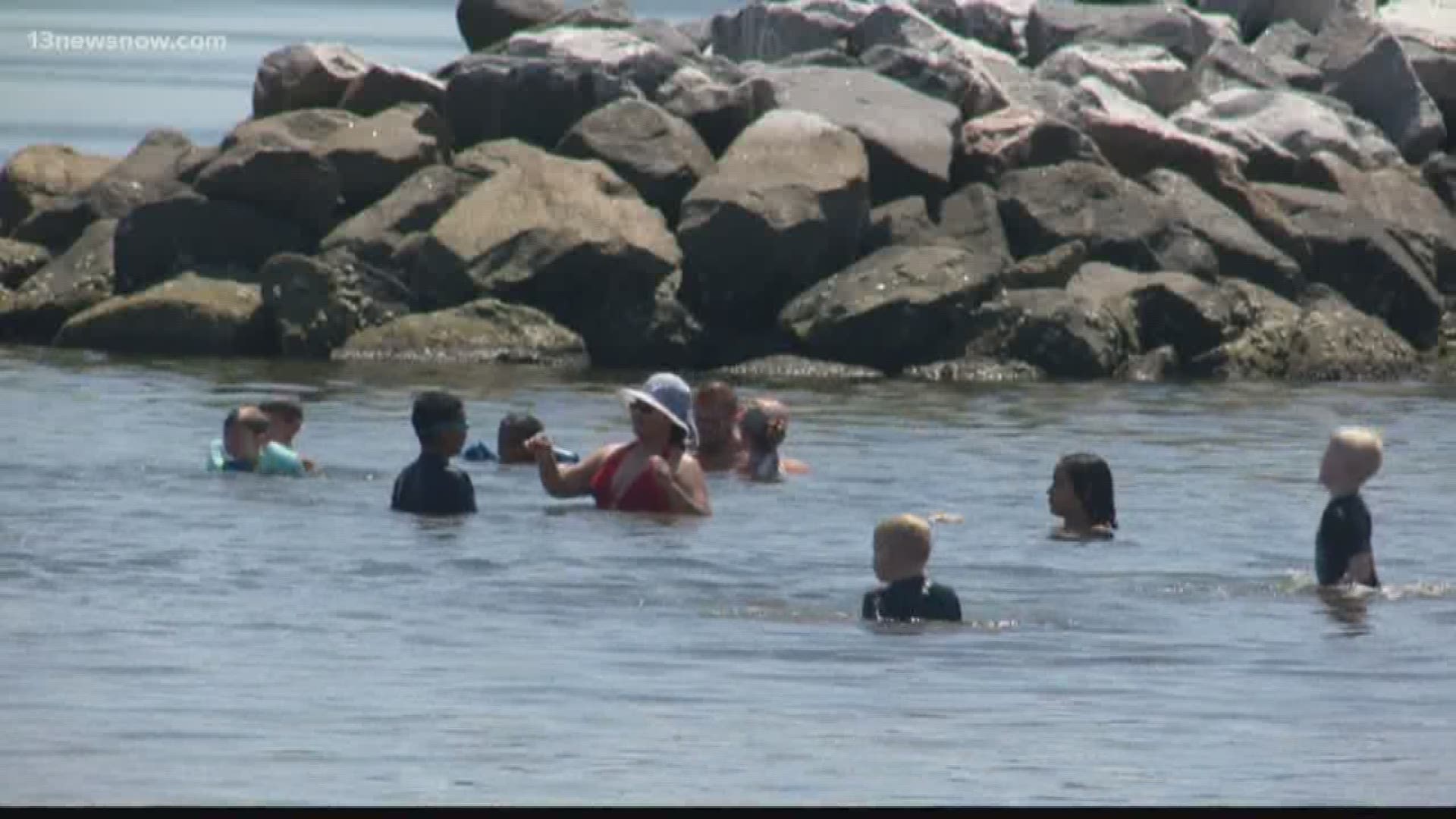 13News Now Evan Watson explains what city leaders are doing to keep beachgoers safe after a woman stepped on shark rocks in the water at Yorktown Beach.