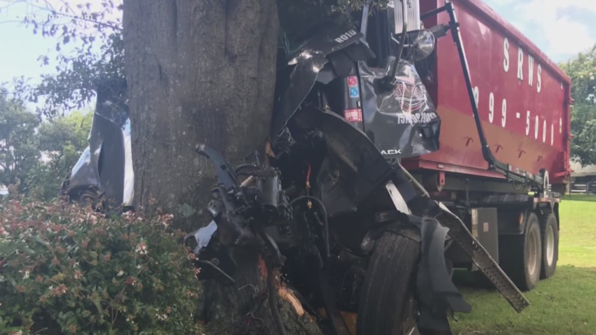 A dump truck driver went off the highway and slammed into a tree. Virginia State Police said the driver suffered a medical issue before going off the road.