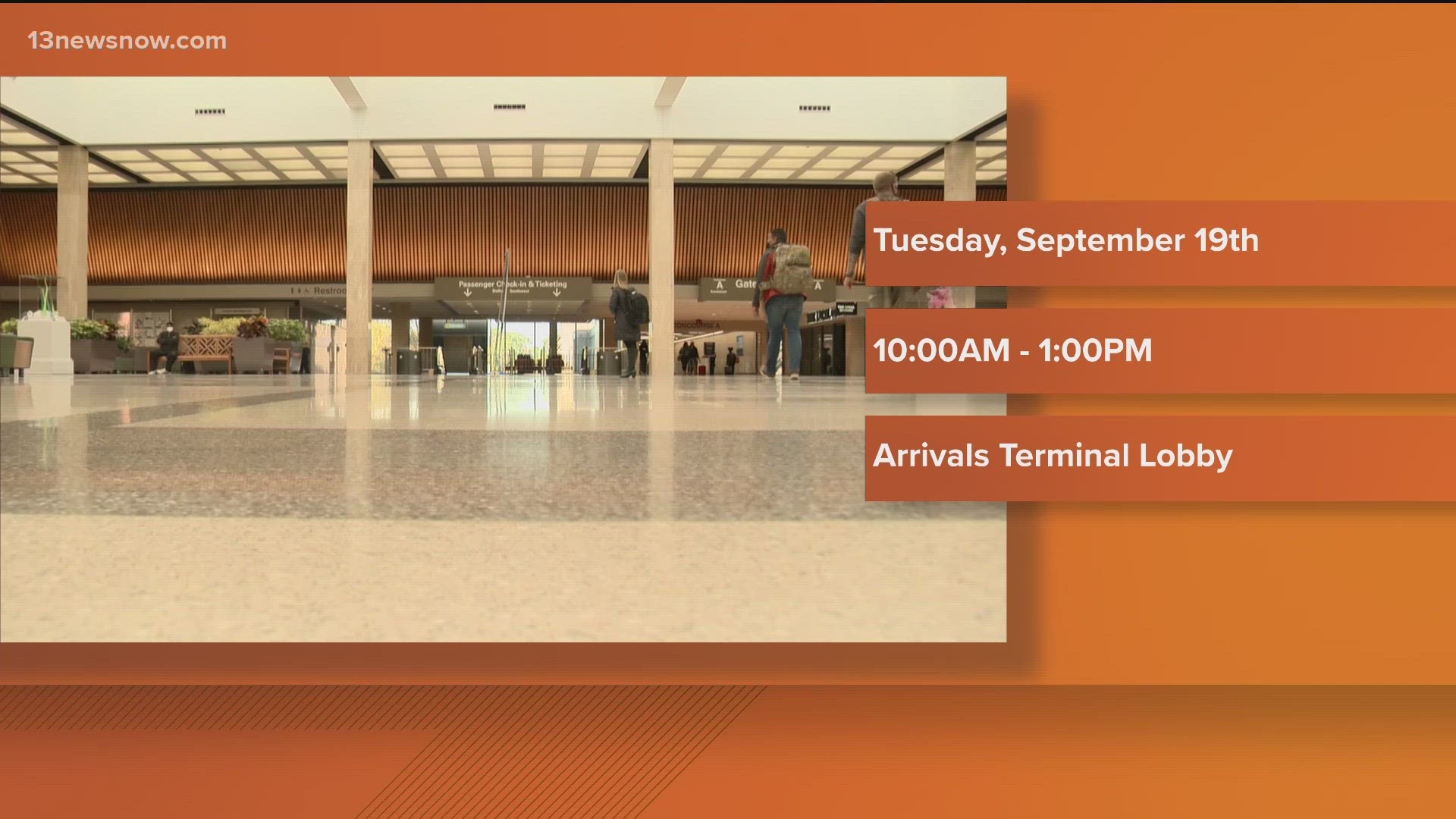 It's from 10 a.m. until 1 p.m. in the arrivals terminal lobby. There are full and part-time positions open in a variety of different departments.