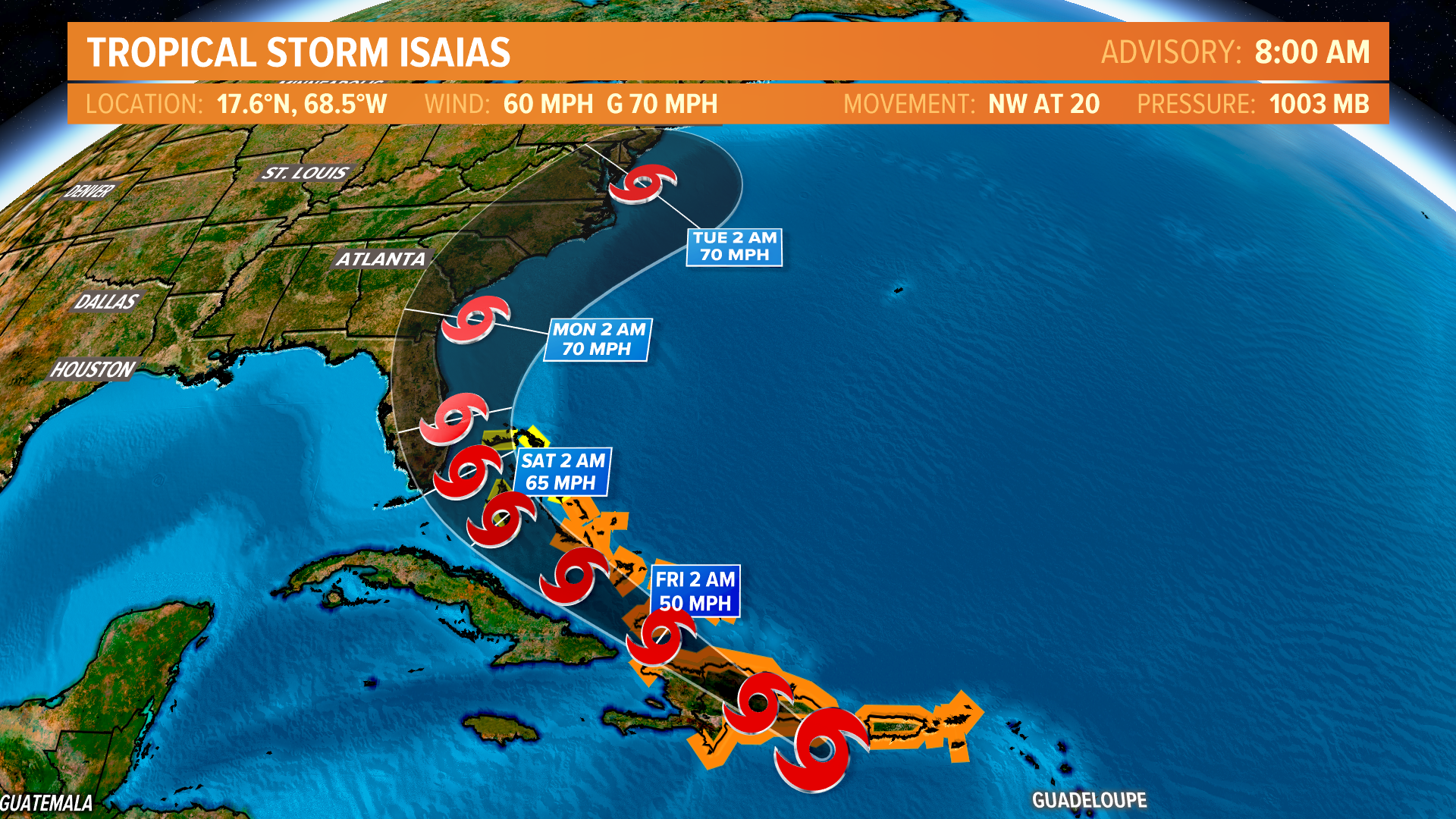Tracking The Tropics: Tropical Storm Isaias forecast to pass by Hampton ...