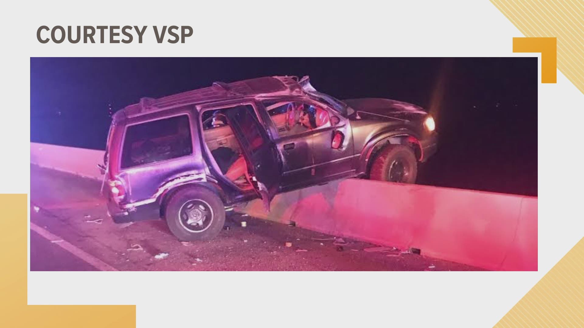 VA State Police are looking for the driver of an unknown vehicle that crashed into a Ford Escape and fled the scene, causing that driver to run into a bridge wall.